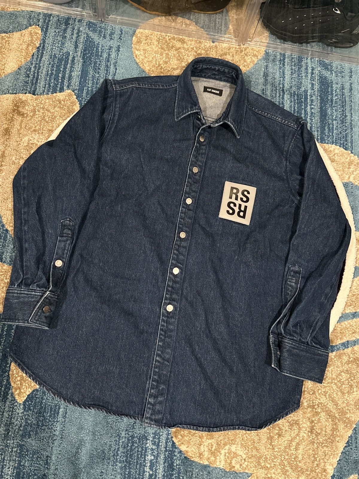image of Raf Simons Raf Simoms Ss18 Modello Carry Over Denim Shirt, Men's (Size Medium)