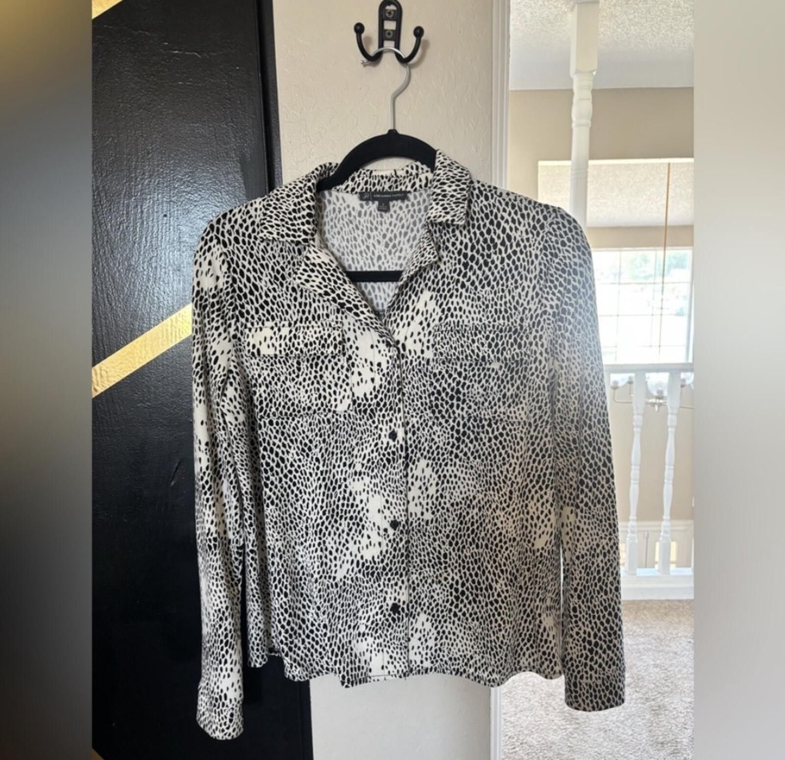 Other (Adrianna Papell) Monochrome Patterned Blouse Size M / US 6-8 / IT 42-44 - 2 Thumbnail