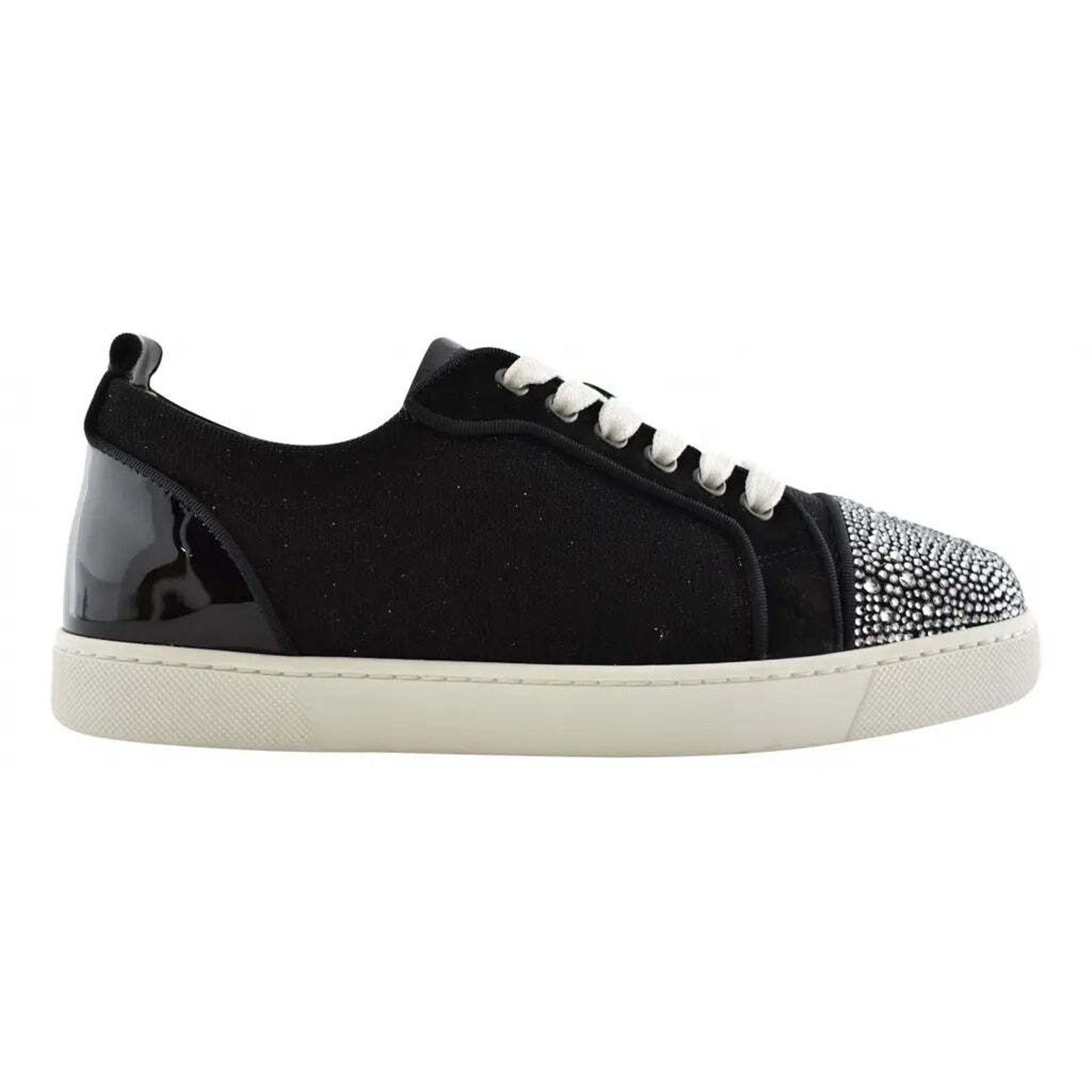 Christian Louboutin Louis Junior P Strass Donna Flat Black Low Top Sneaker 37 Size US 7 / IT 37 - 1 Thumbnail