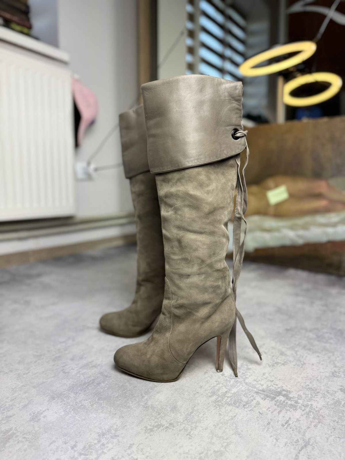 Archival Clothing x Gianvito Rossi Cowboy Leather High Avant Garde Heel Shoes Boots, Women's (Size 6)