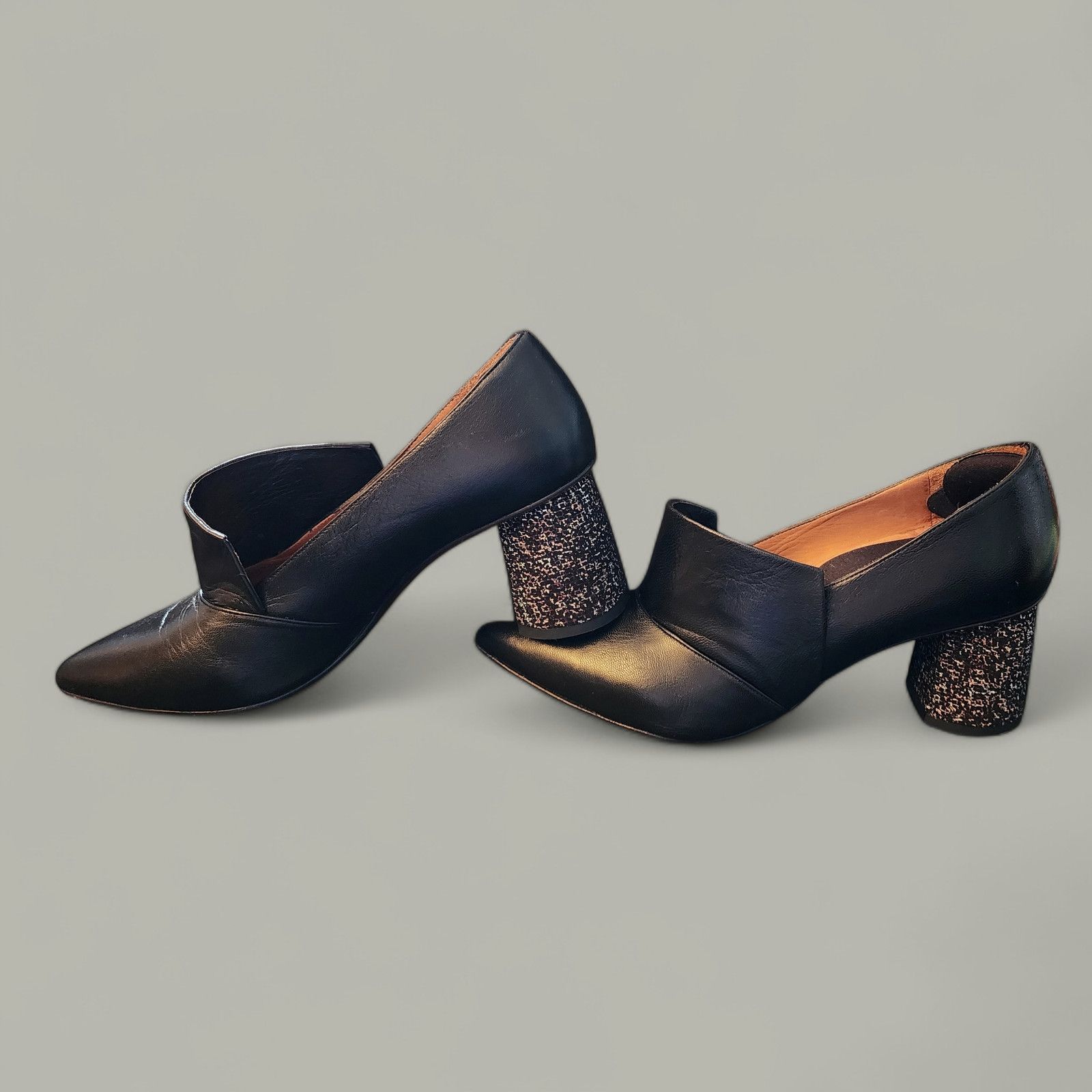Other Chie Mihara black leather block heels size 38 size U.S 7.5 Size US 8 / IT 38 - 1 Thumbnail