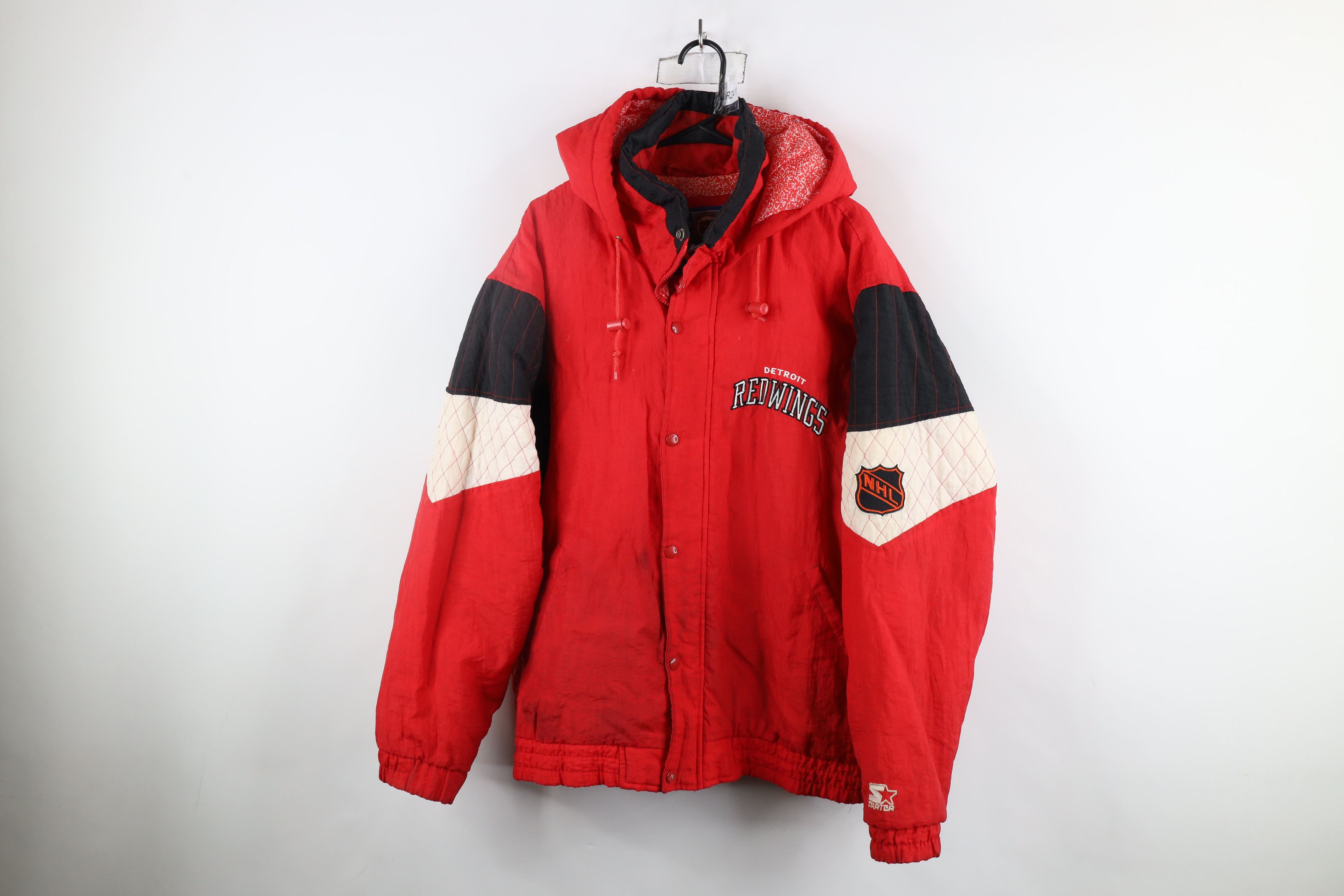 Starter × Vintage Vintage 90s Starter Detroit Red Wings Hockey Hooded Jacket Size US L / EU 52-54 / 3 - 1 Thumbnail
