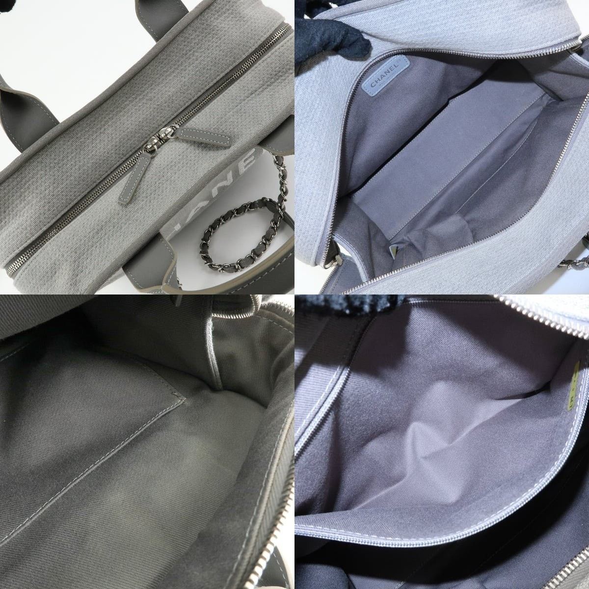 Chanel Chanel Deauville Boston Canvas & Leather Shoulder Bag Gray Size ONE SIZE - 7 Thumbnail