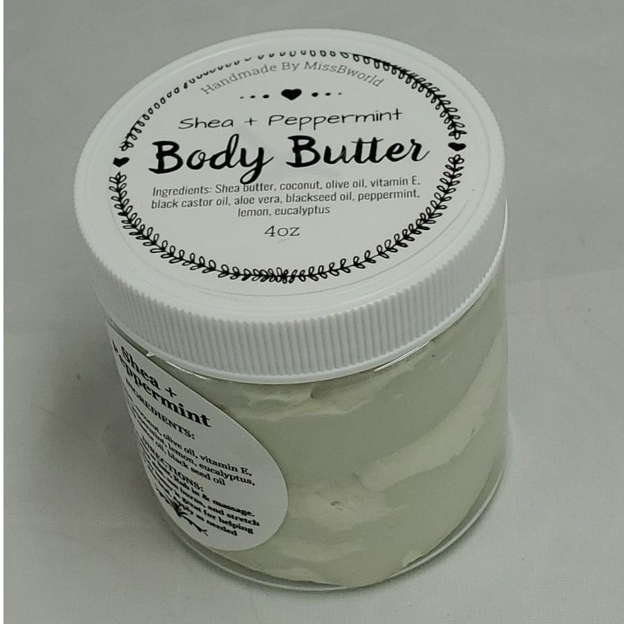 Handmade Shea Peppermint Body Butter Natural Moisturizer Handmade 4oz Size ONE SIZE - 3 Thumbnail