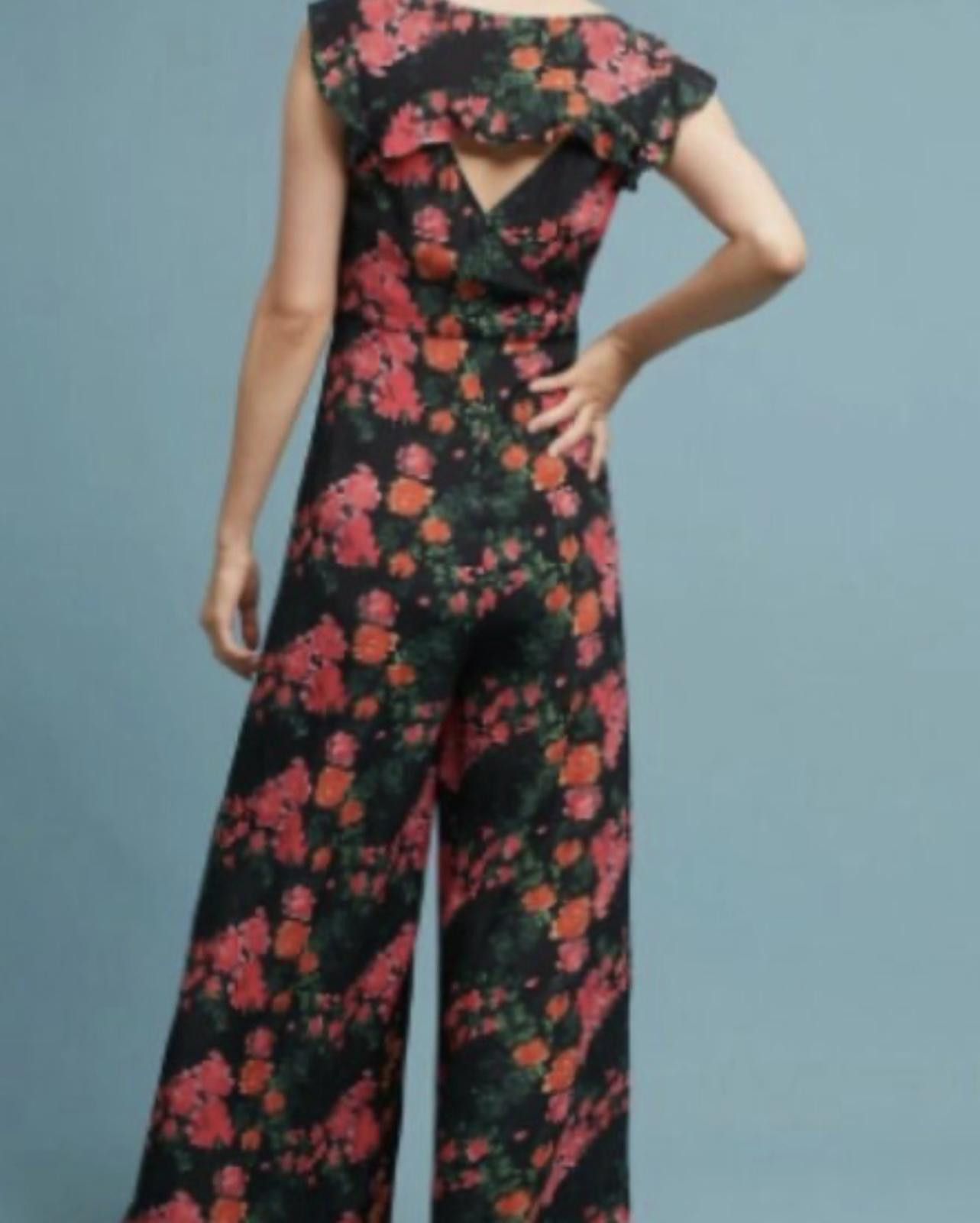 Other Plenty by Tracy Reese Laurette Floral Jumpsuit Black Pink XX Size 28" / US 6 / IT 42 - 2 Thumbnail