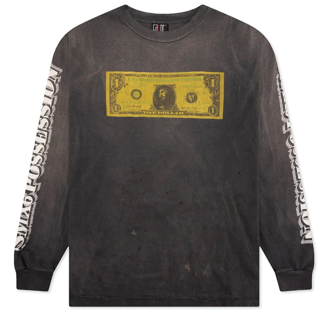 Saint Michael Saint Mxxxxxx Michael anxiety dollar gray sleeve t shirt M Size US M / EU 48-50 / 2 - 1 Thumbnail