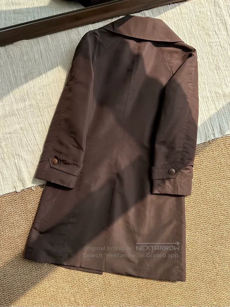 Hermes Hermes Vintage Silk Hidden Button Long Trench Coat, Dark C Size S / US 4 / IT 40 - 2 Thumbnail