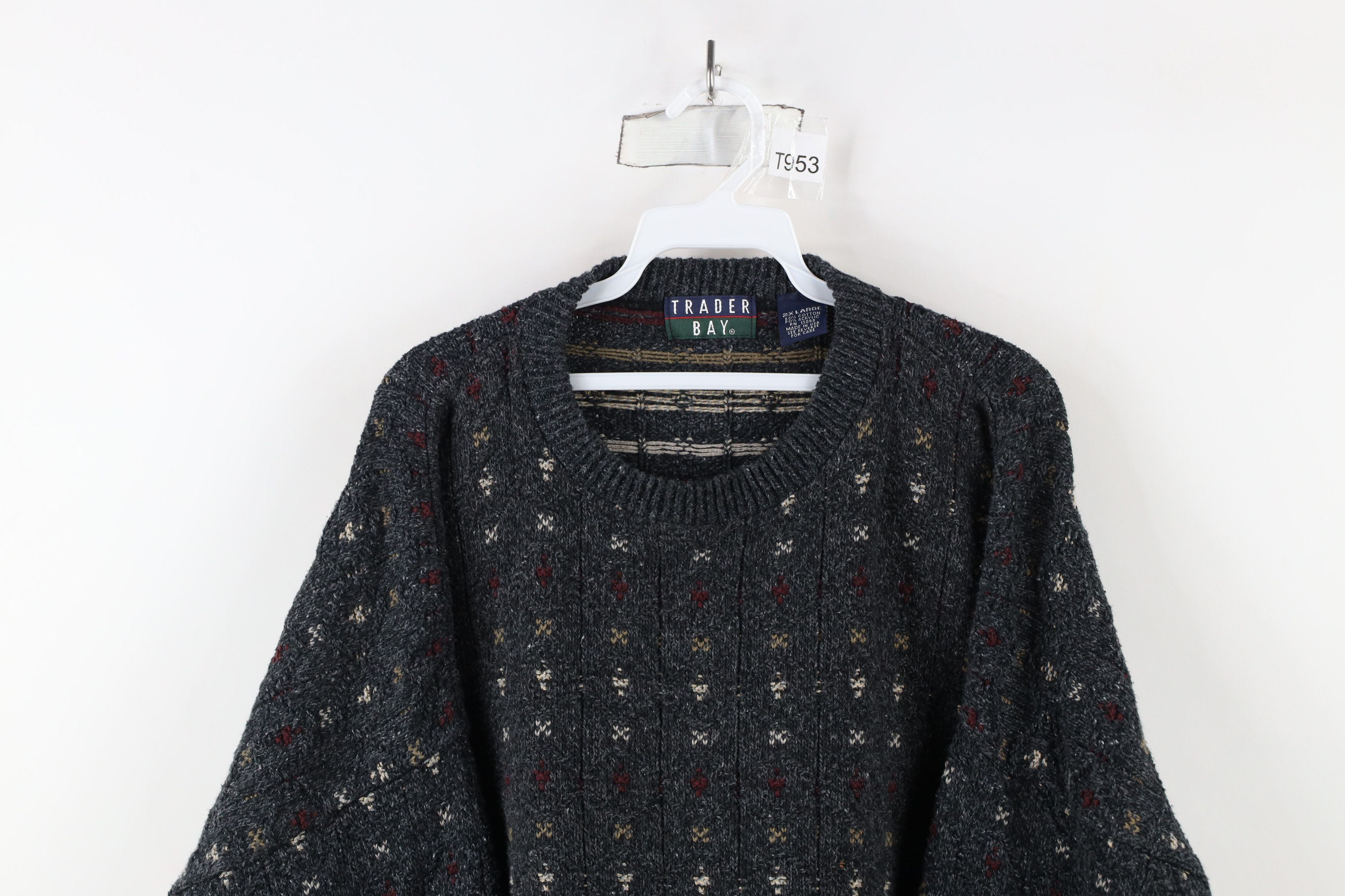 Vintage Vintage 90s Streetwear Textured Knit Crewneck Sweater USA Size US XXL / EU 58 / 5 - 2 Thumbnail