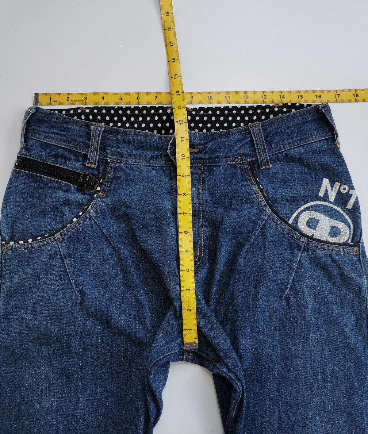 Japanese Brand Rimaster Engineered Loose Fit Polkadot Prints Denim Jeans Size US 33 - 11 Thumbnail