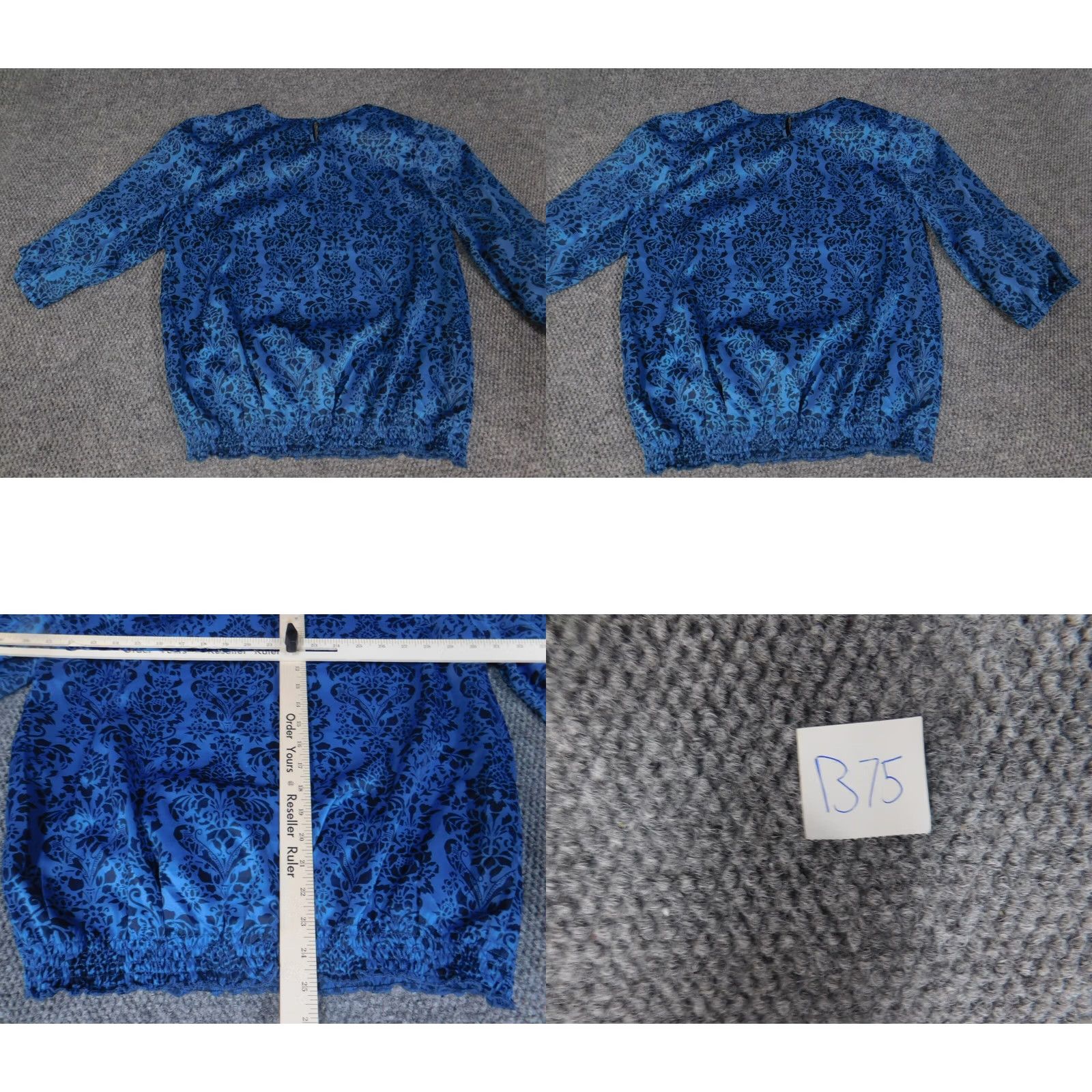 Vintage Ashley Judd Womens Blouse XL Blue Floral Crew Neck Pullover Stretch Long Sleeve Regular Fit Button Polyester Size XL / US 12-14 / IT 48-50 - 8 Thumbnail