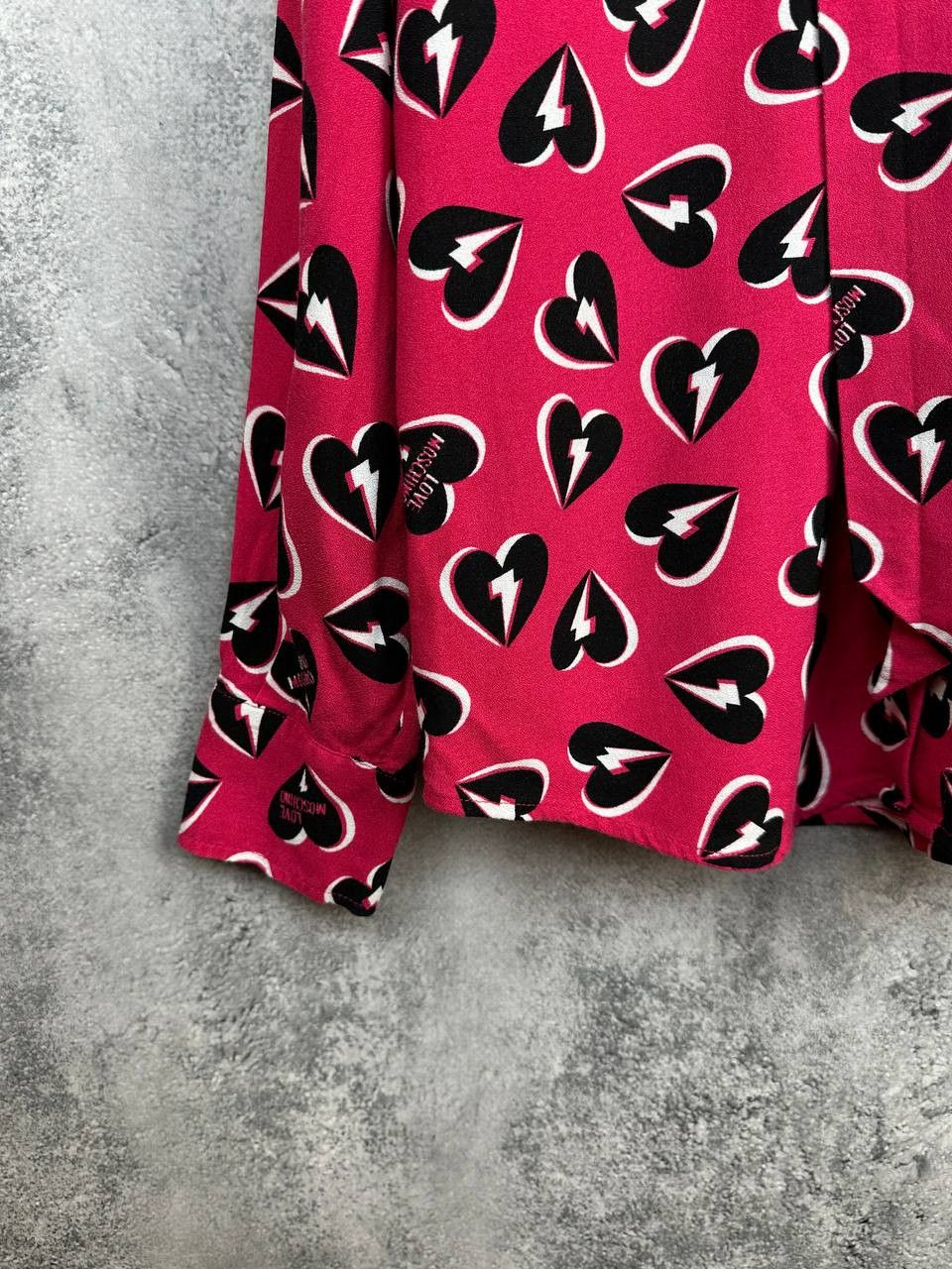 Love Moschino Love Moschino Shirt Allover Thunder Hearts Tie-Neck Collar Size S / US 4 / IT 40 - 7 Thumbnail