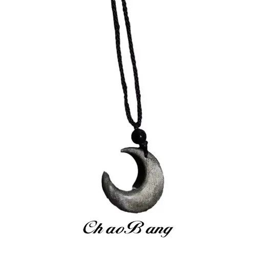 Jewelry Black Crescent Moon Pendant Necklace, Adjustable Cord Size ONE SIZE - 4 Thumbnail