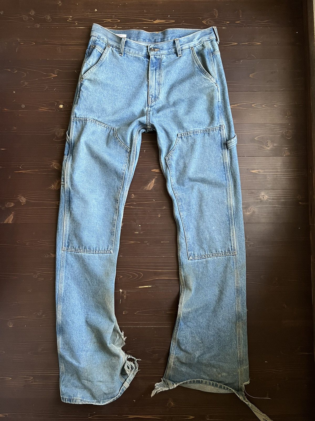 Image of Off White Off-White Flared Carpenter Double Knee Denim Jeans in Blue, Men's (Size 31)