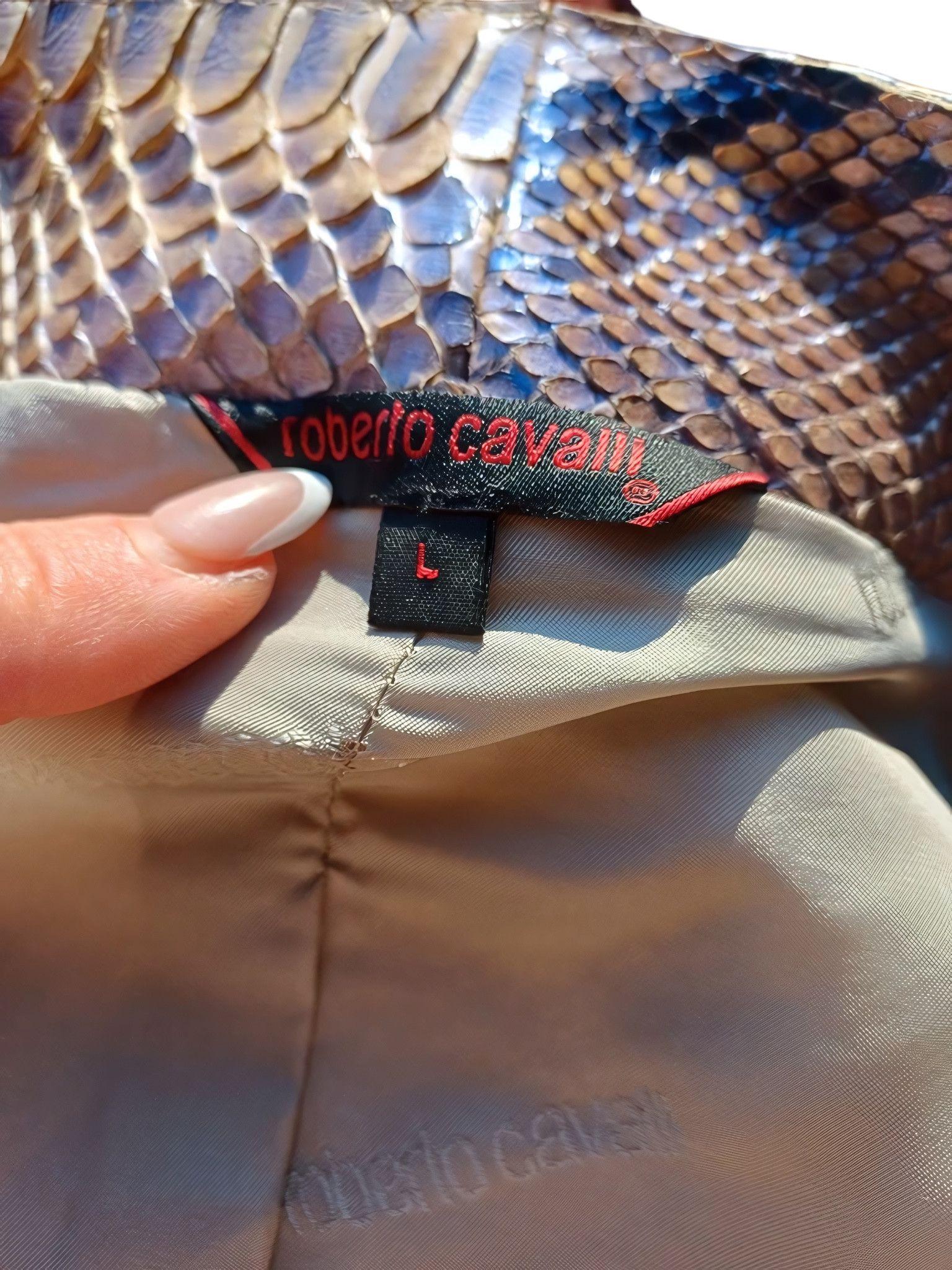 Roberto Cavalli REAL PYTHON SKIN LEATHER SHORT JACKET Size US L / EU 52-54 / 3 - 4 Thumbnail