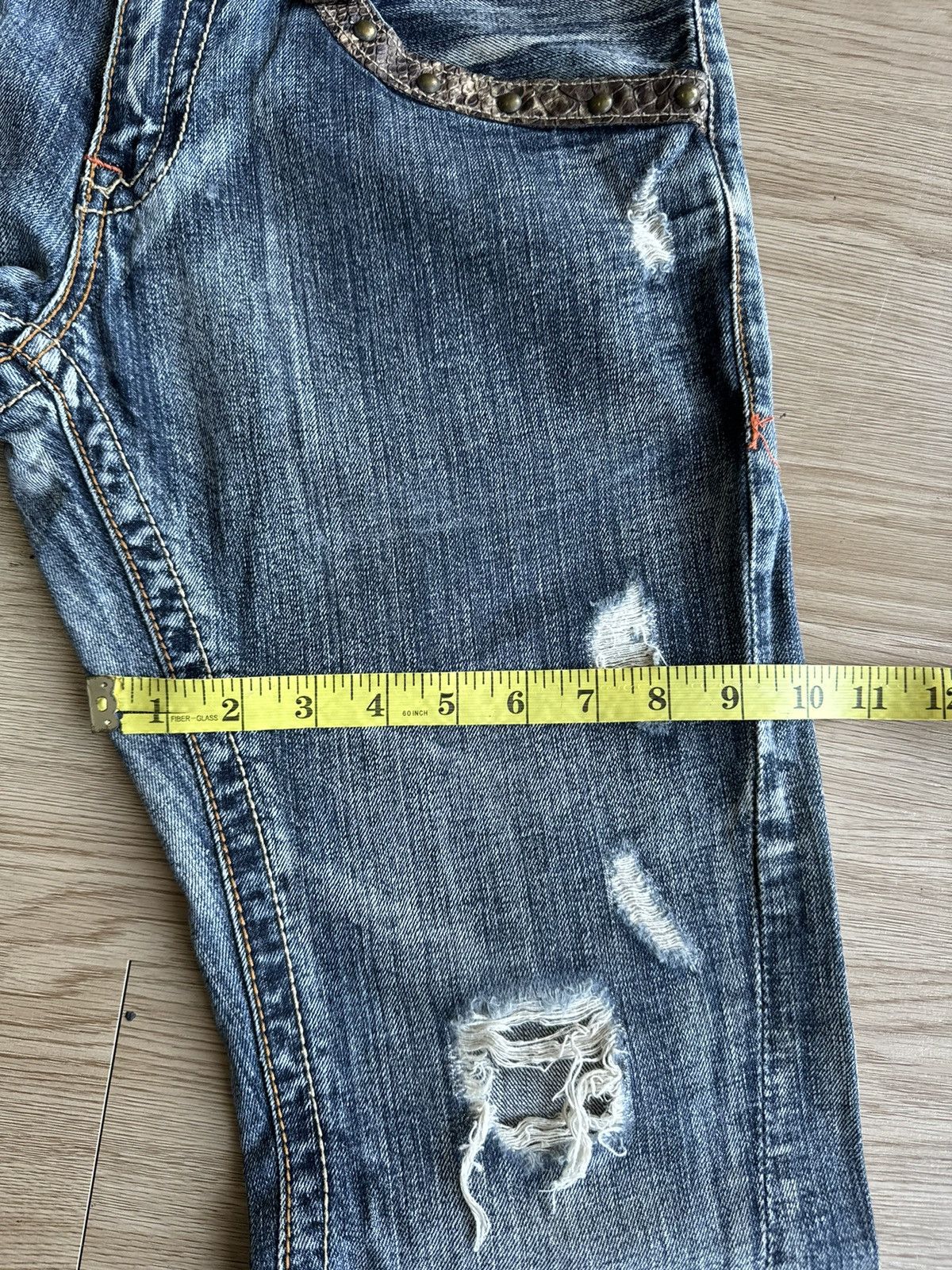 Japanese Brand XX Semantic Design Snake Skin Laces Riot Punk Flared Denim Size US 34 / EU 50 - 19 Thumbnail