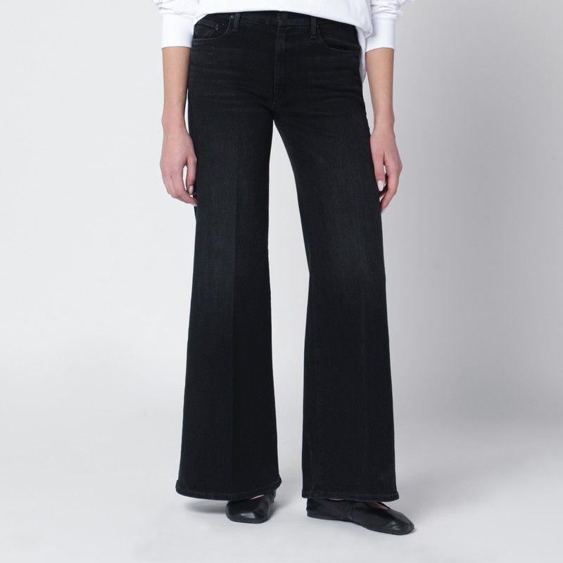 Mother Black Flared Spiked Hair Jeans