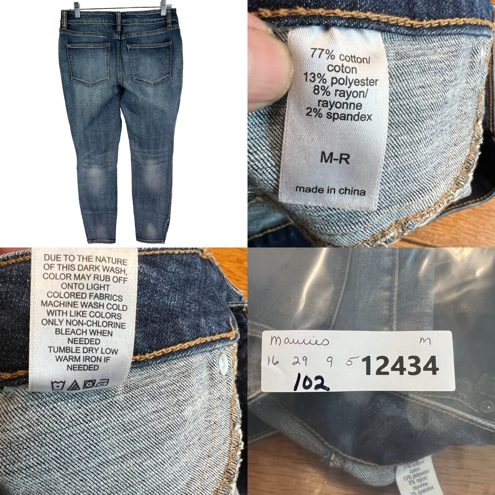 Vintage Maurice's Distressed Skinny Jeans Womens Size M 32X29 Blue Denim 5-Pocket Regular Rise Mid Size 32" / US 10 / IT 46 - 8 Thumbnail
