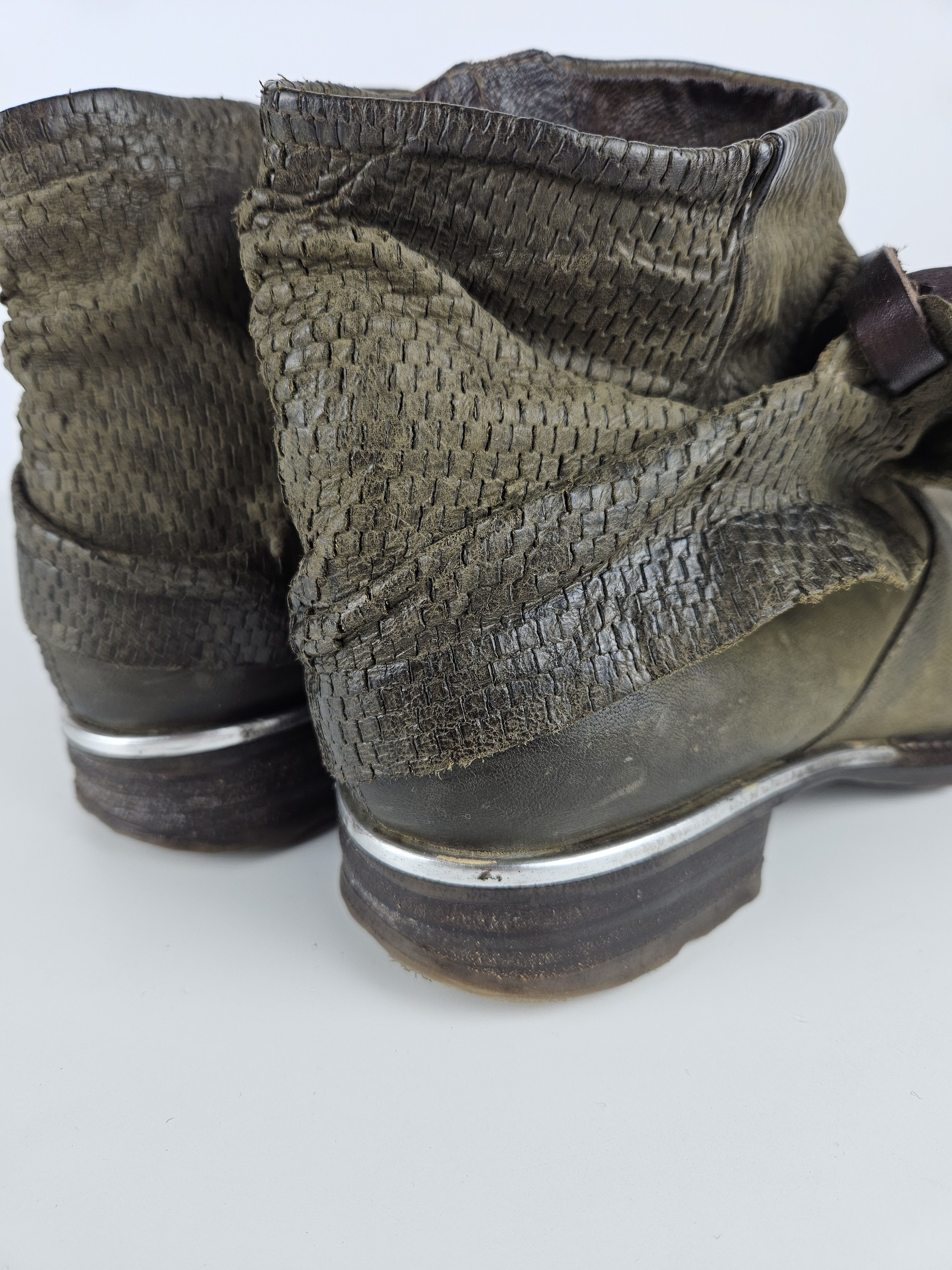 A.S.98 Archive AS98 olive leather bondage side zip ankle boots Size US 10 / IT 40 - 18 Thumbnail