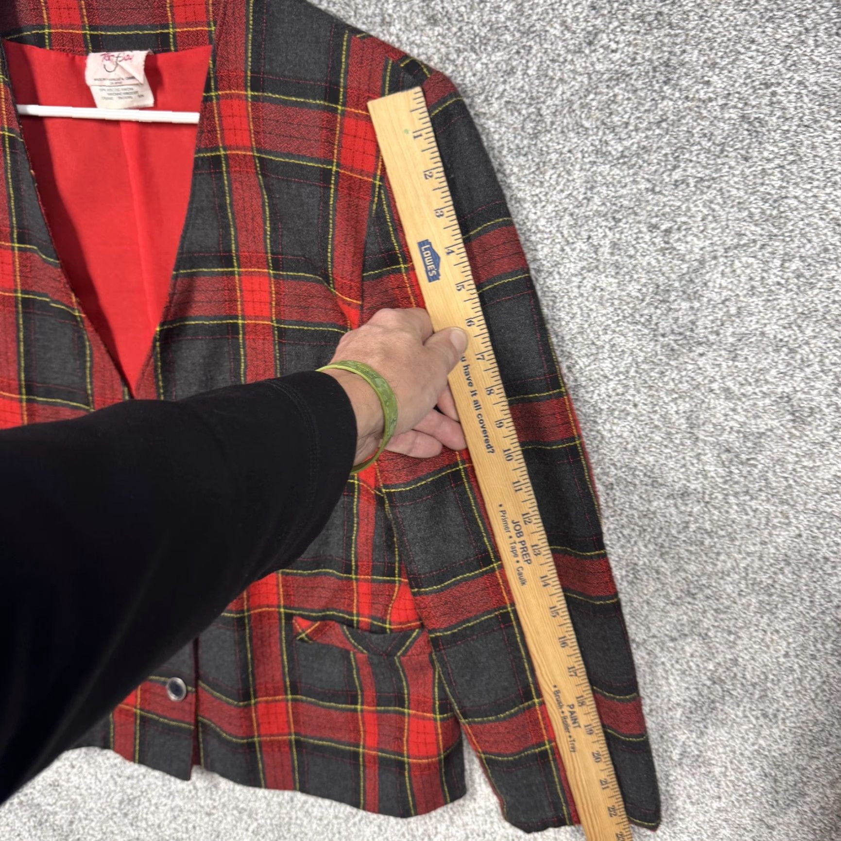 Vintage VINTAGE 90s Tan Jay Blazer Women 14 Red Plaid Tartan Shoulder Pads Preppy Retro Classic 80s 90s Blazer Women Size XL / US 12-14 / IT 48-50 - 4 Thumbnail