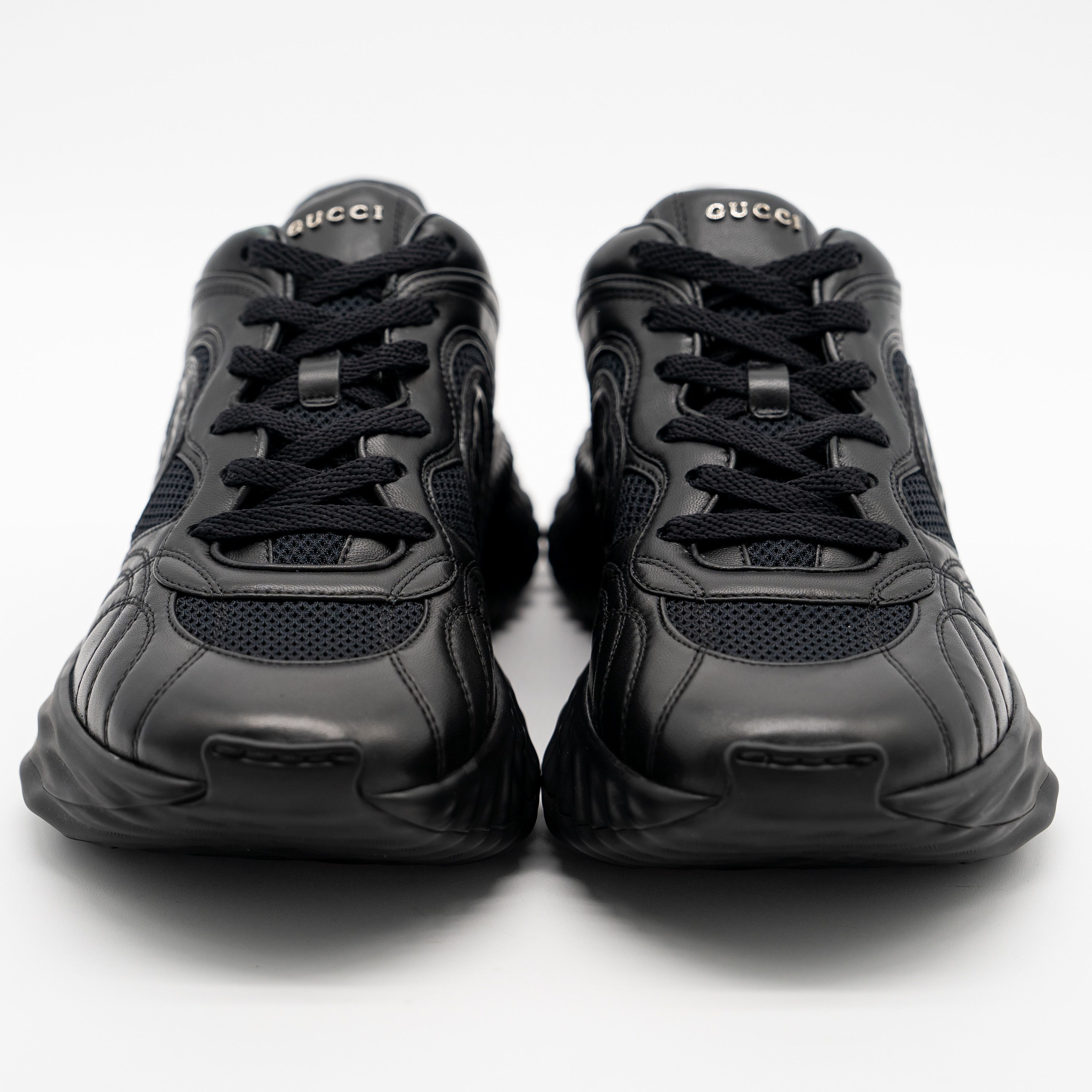 Gucci 40G 10 US Gucci Ripple Sneakers Triple Black Leather GG Size US 10 / IT 40 - 2 Thumbnail