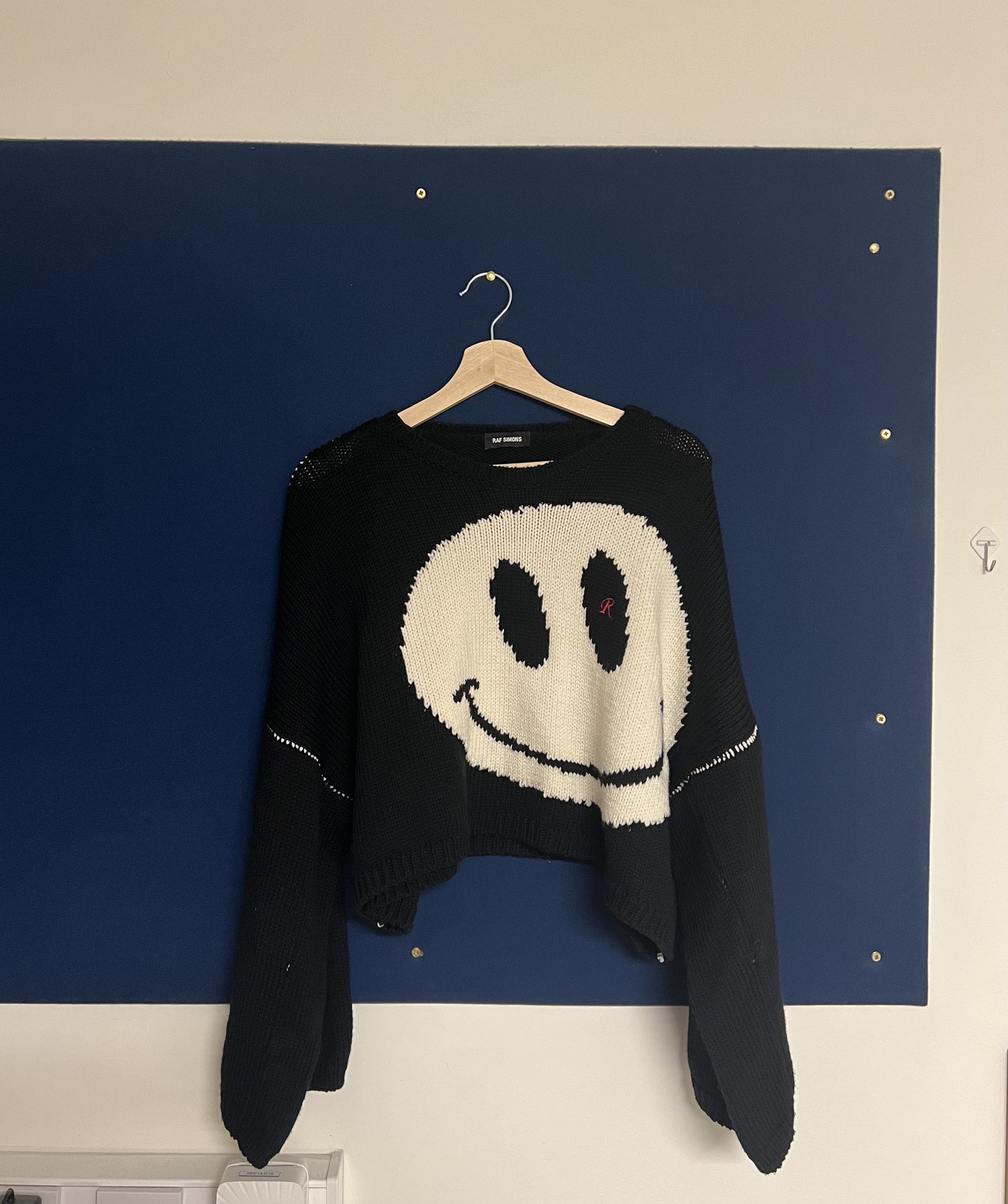 image of Raf Simons Smiley Sweater in Black, Men's (Size Small)