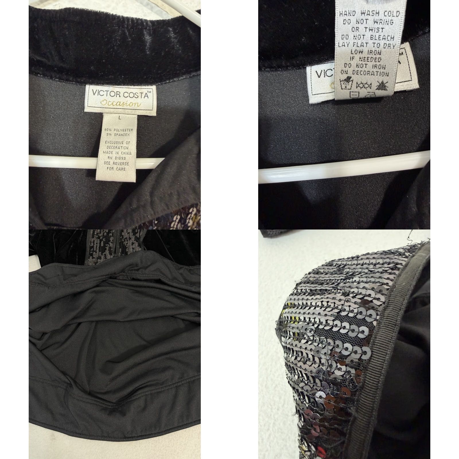 Vintage Victor Costa Black Velvet Sequin Tunic Top L Black Adult Womens Tunic Velvet Sequin Gothic Size L / US 10 / IT 46 - 8 Thumbnail