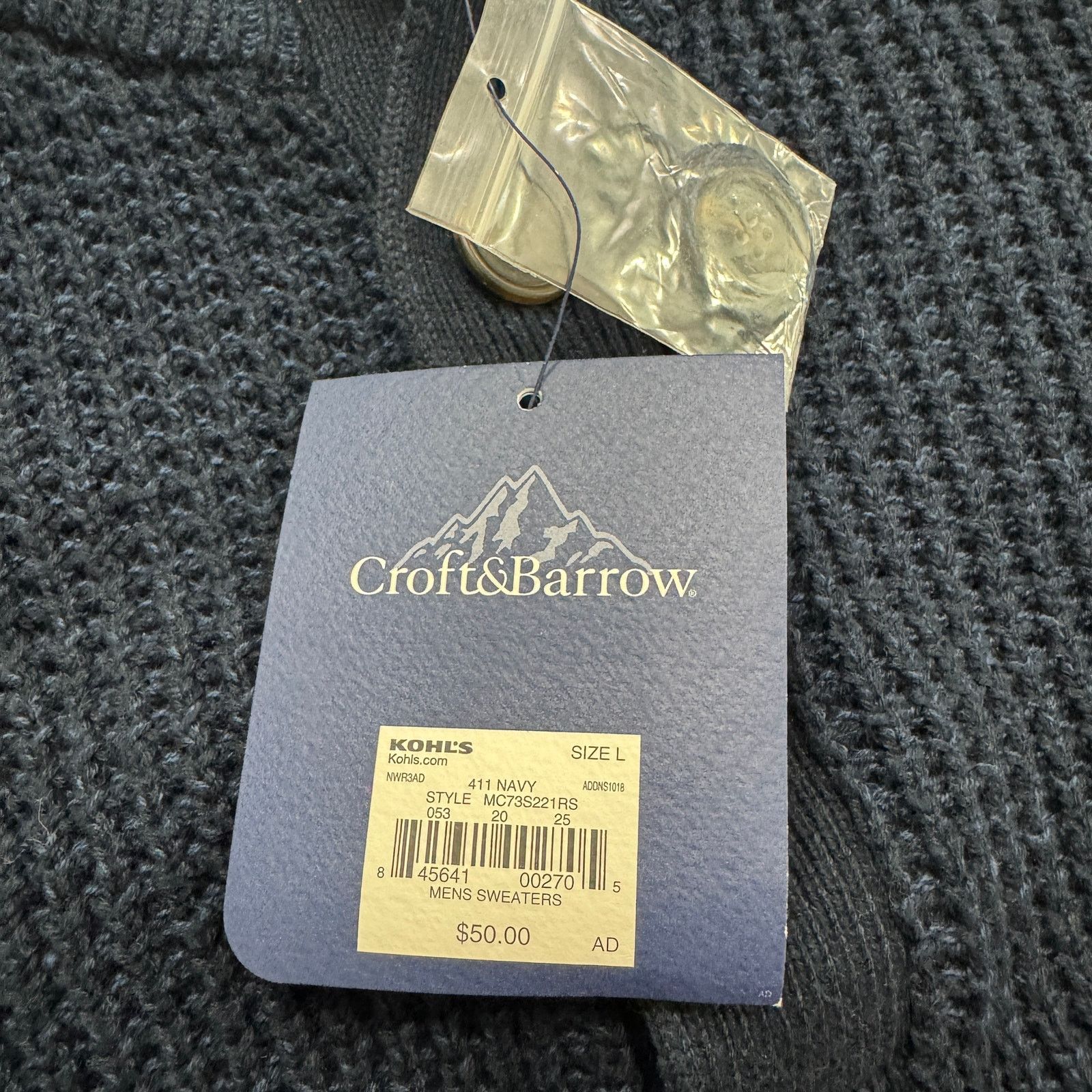 Croft & Barrow NEW Croft & Barrow Sweater Men's Large Blue Henley Pullover Size US L / EU 52-54 / 3 - 4 Thumbnail