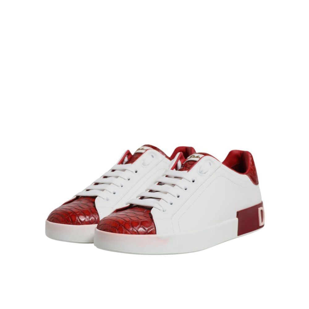 Dolce & Gabbana Dolce & Gabbana White Red Leather Portofino Men Sneaker Shoe Size US 6 / EU 39 - 4 Thumbnail