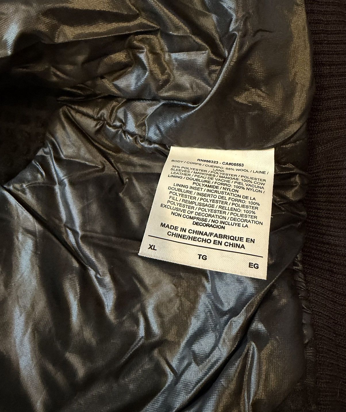 Nike Nike Men's Varsity Jacket Black/Beige Snap Zip Lined Pockets Size US XL / EU 56 / 4 - 5 Thumbnail