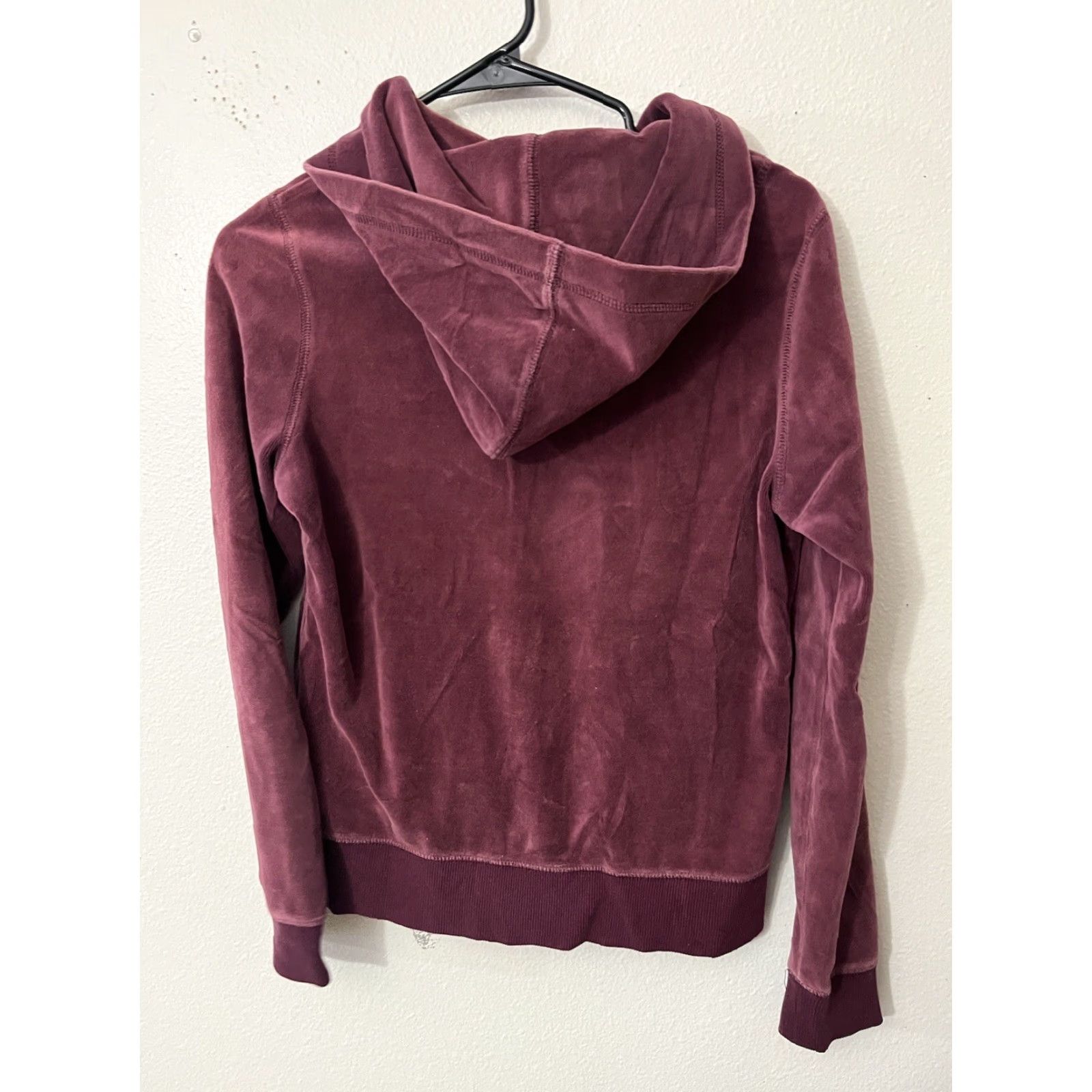Calvin Klein VINTAGE Calvin Klein Hoodie Full Zip Velour Logo Women Small Burgundy Activewear Size S / US 4 / IT 40 - 3 Thumbnail
