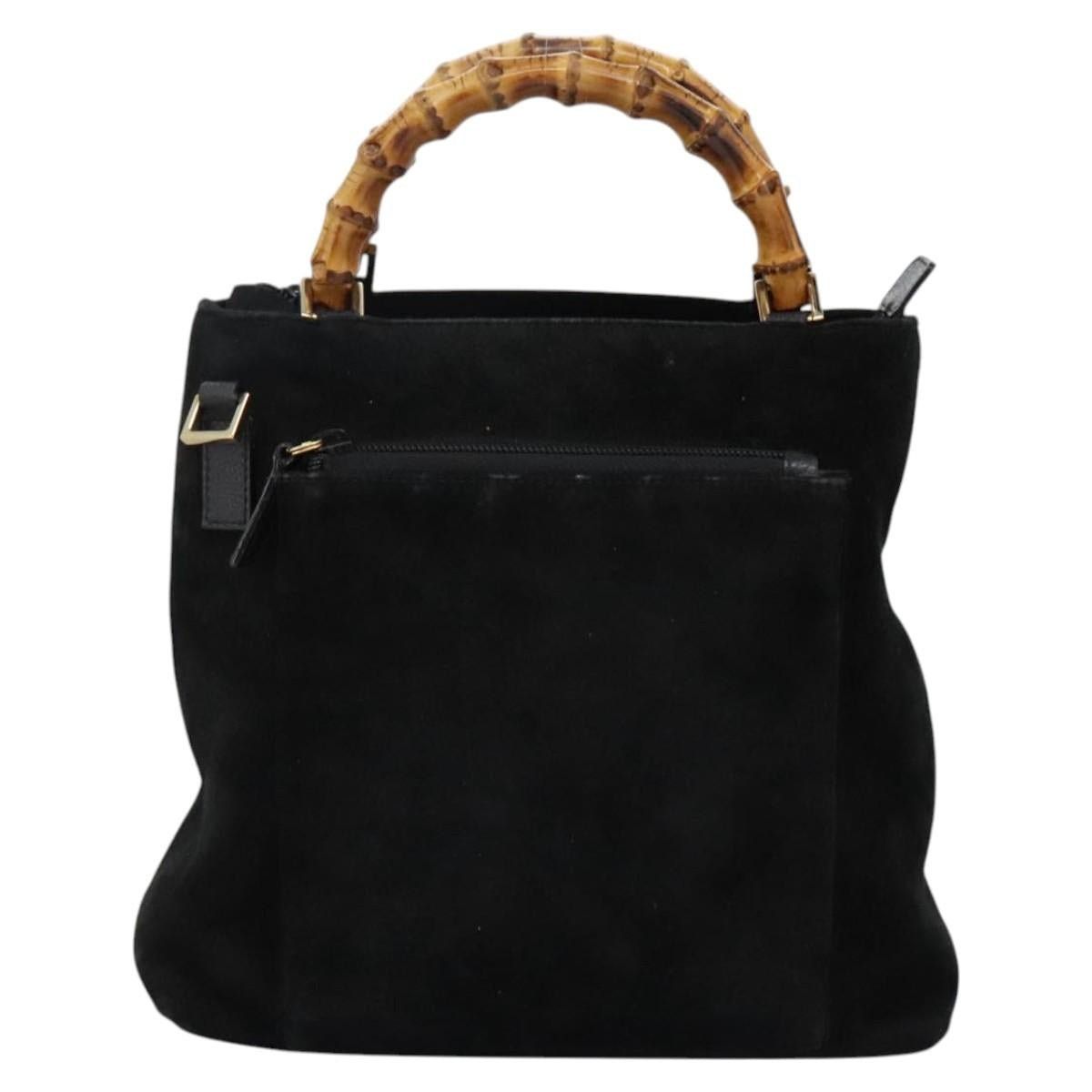 Gucci GUCCI Bamboo Handbag Suede Black Gold 000 2265 000 2265 Size ONE SIZE - 2 Thumbnail