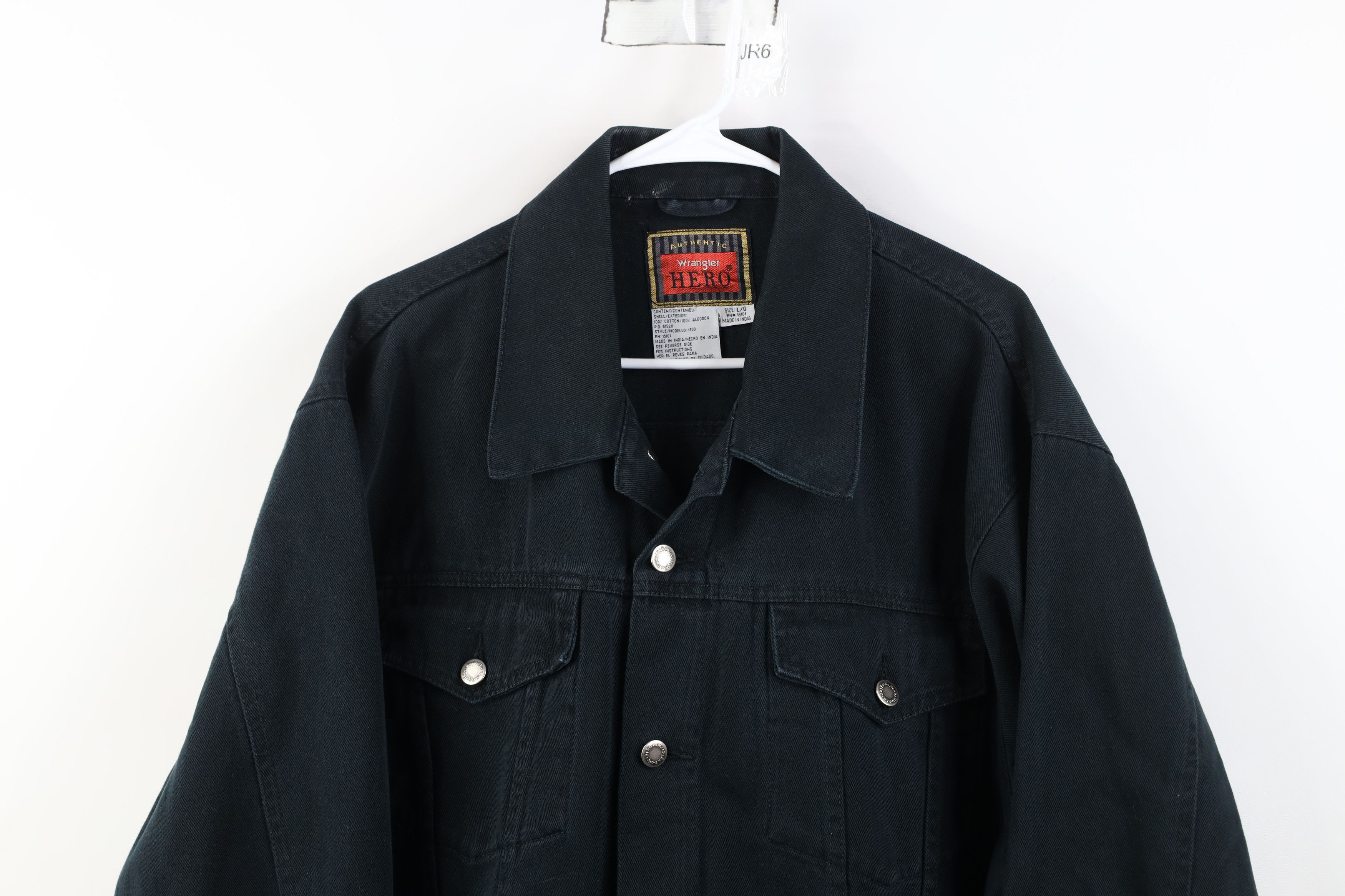 Wrangler Vintage 90s Y2K Wrangler Denim Jean Trucker Jacket Black Size US L / EU 52-54 / 3 - 2 Thumbnail