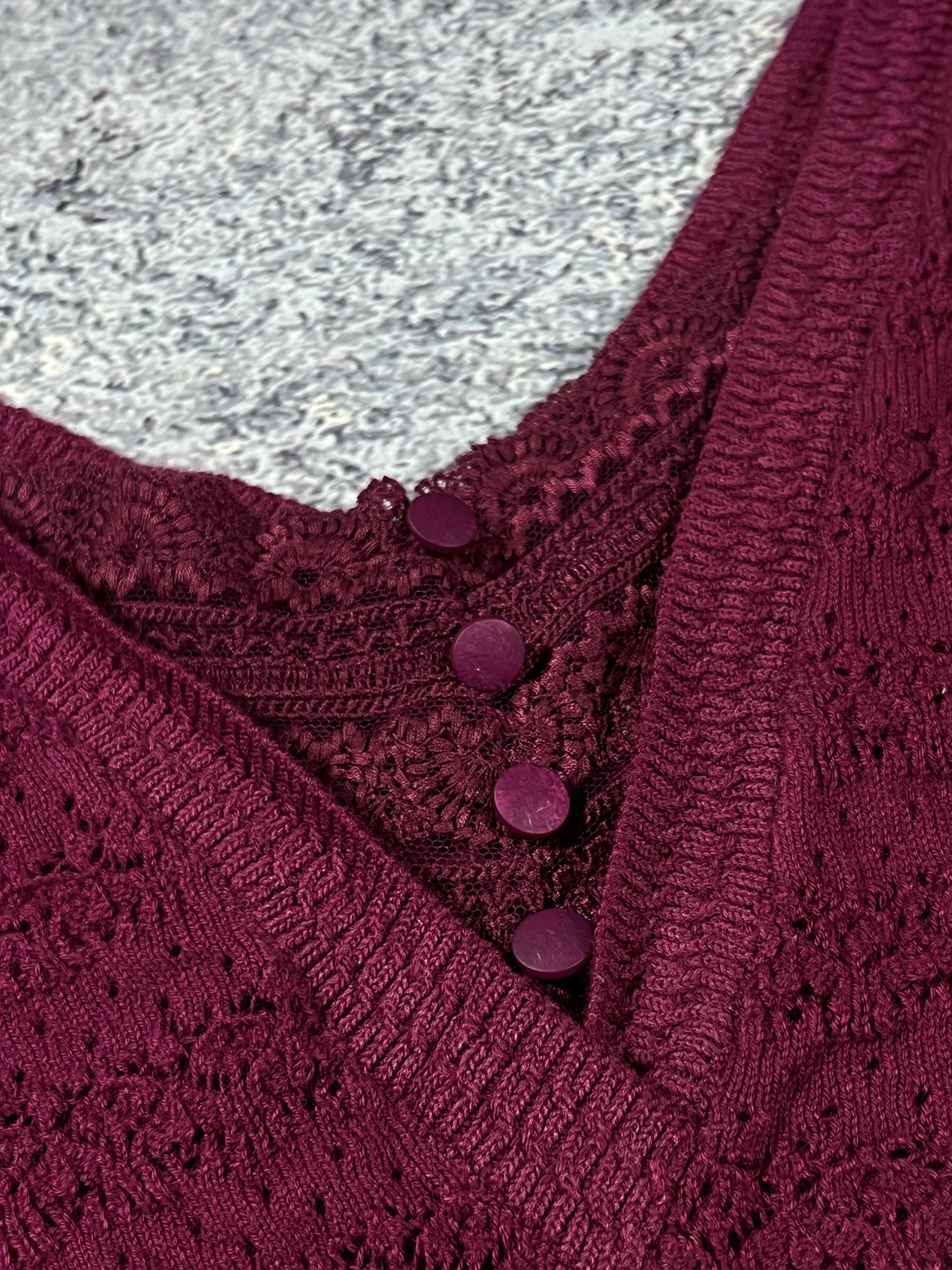 Sezane La Maille Sezane Purple Cotton Cable Knit Sweater Pullover Size M / US 6-8 / IT 42-44 - 6 Thumbnail