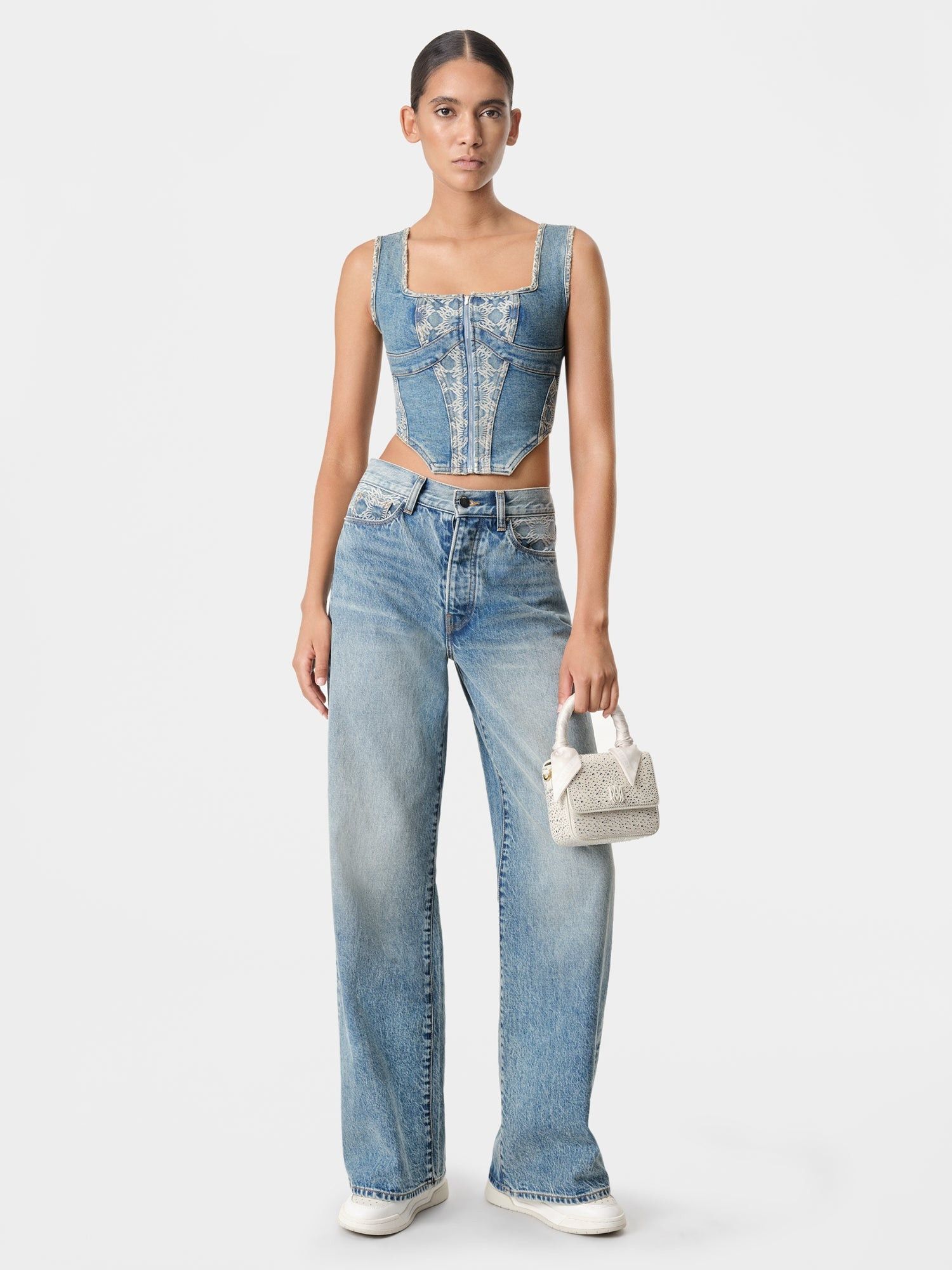 Amiri o1orln1025 MA Quad Corset Top in Blue Size M / US 6-8 / IT 42-44 - 2 Thumbnail