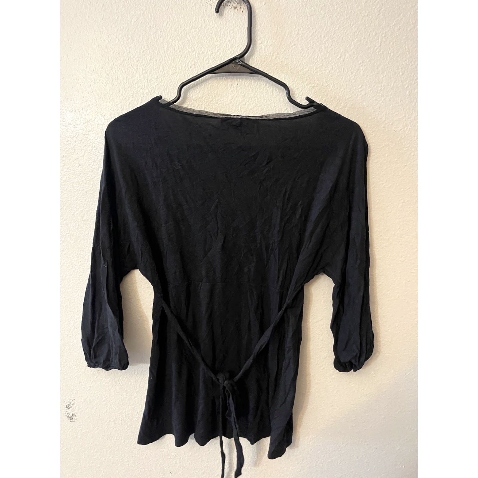 Ann Taylor Ann Taylor LOFT Top Womens S Black Solid 3/4 Sleeve Modal Blend Casual Blouse Size S / US 4 / IT 40 - 2 Thumbnail