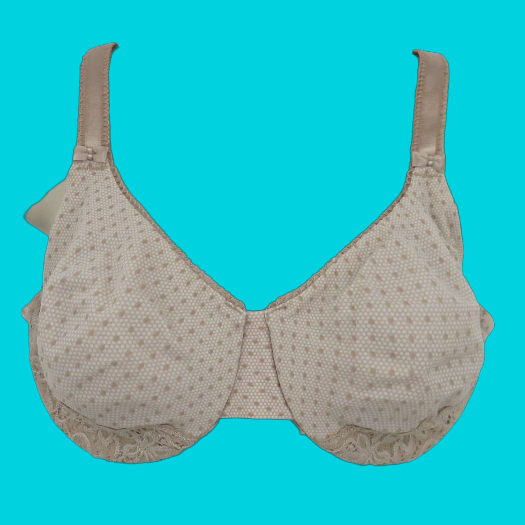 Vintage OLGA Bra 36D Luxury Lift Full Coverage Underwire Beige Polka Dot T-Shirt Bra Women Size ONE SIZE - 1 Thumbnail