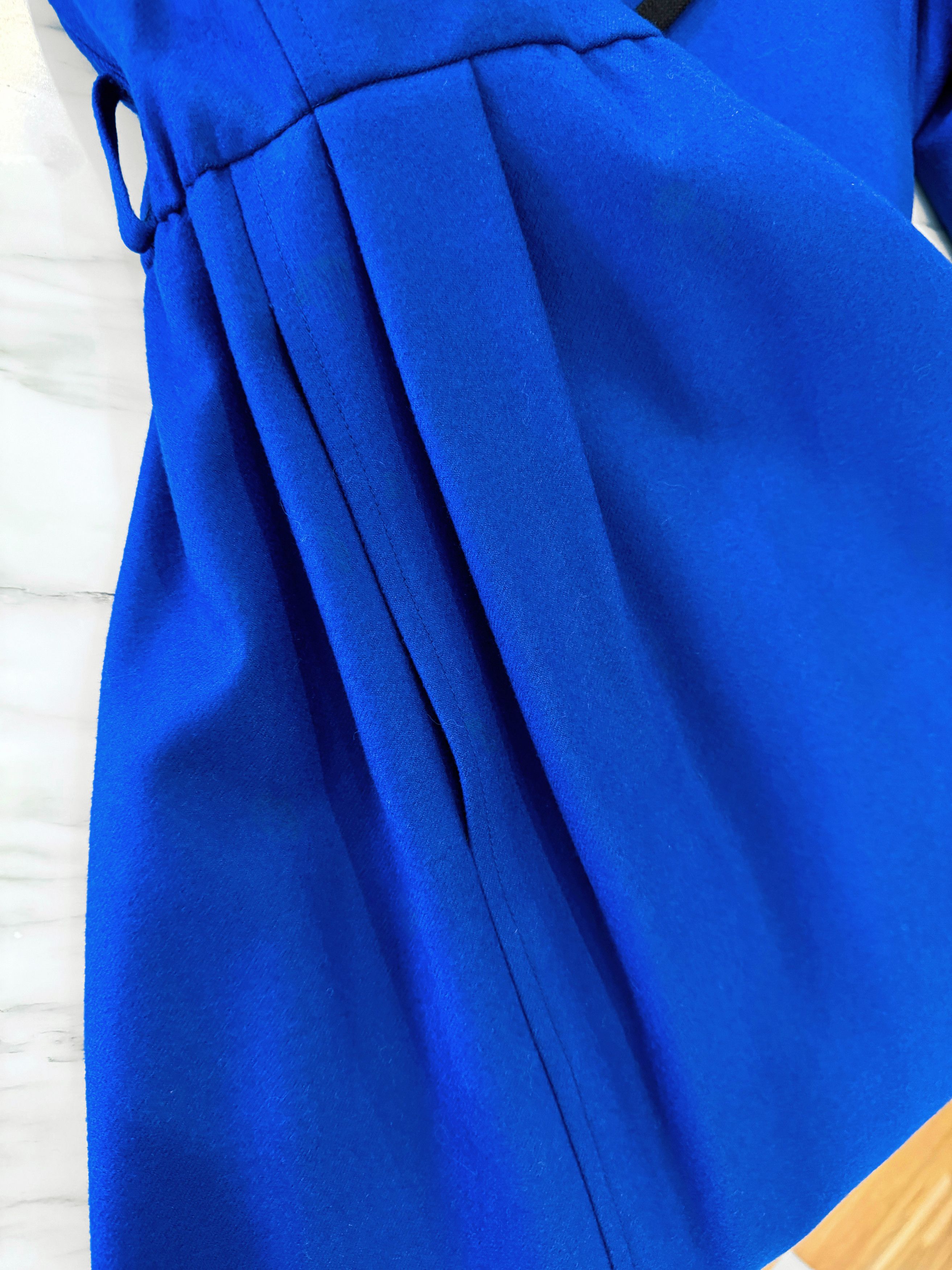 Yves Saint Laurent Rare Vintage 1980 Yves Saint Laurent Cobalt Blue Coat Dress Size XS / US 0-2 / IT 36-38 - 10 Thumbnail
