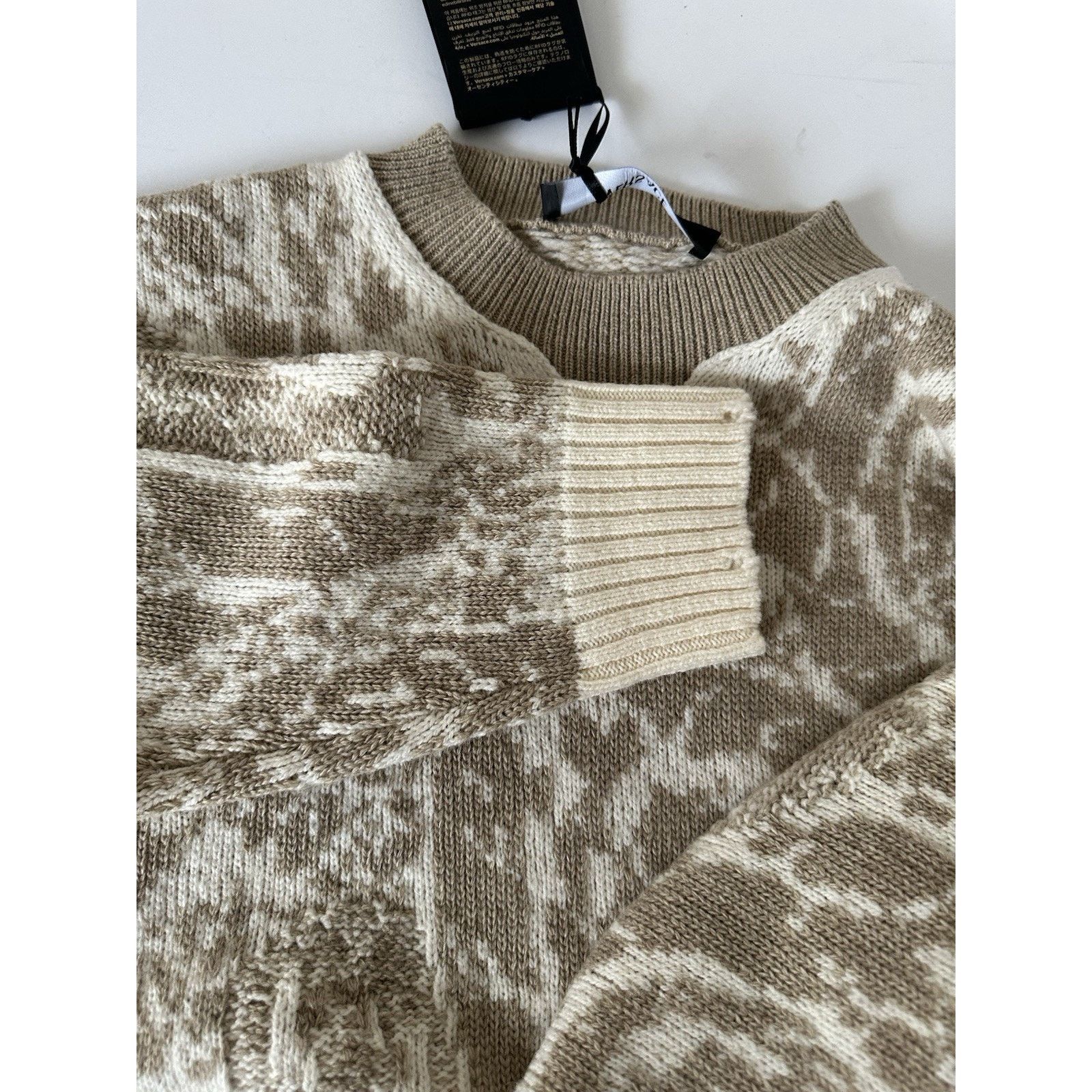 Versace Versace Barocco Wool Knit Sweater Beige 46 US 1013400 Size US XL / EU 56 / 4 - 12 Thumbnail