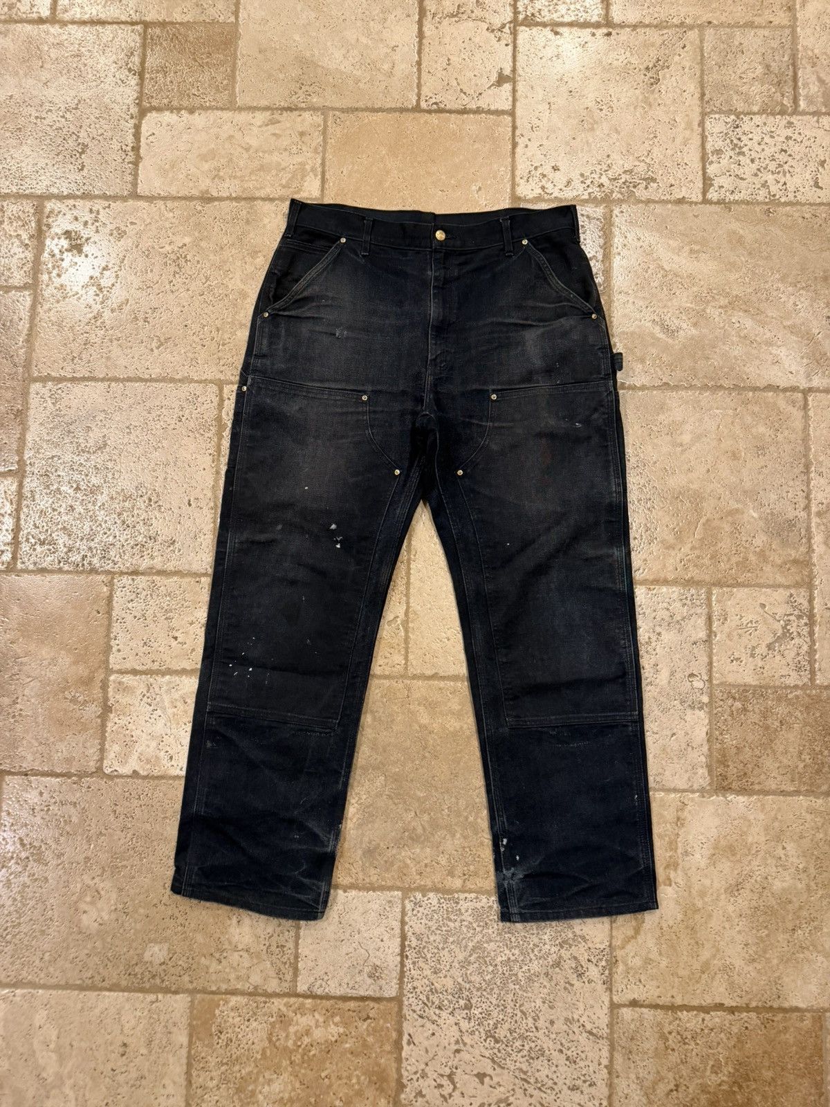 Carhartt Vintage Carhartt Carpenter Double Knees Distress Black Pants Size US 36 / EU 52 - 1 Thumbnail