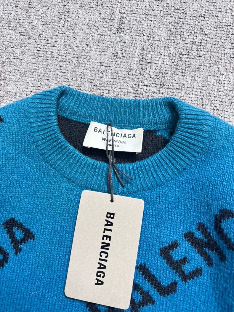 Balenciaga Balenciaga Lake blue bullet screen letter logo knitted swea Size US XS / EU 42 / 0 - 4 Thumbnail