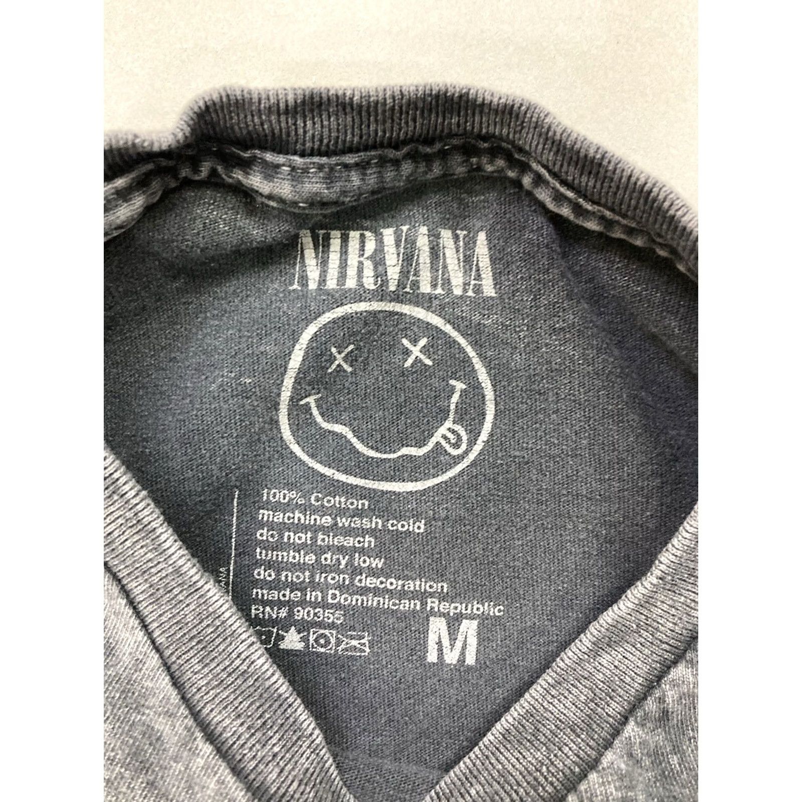 Vintage Nirvana Logo Smiley Graphic T-shirt Women Medium Black Acid Wash Socks? Size M / US 6-8 / IT 42-44 - 4 Thumbnail