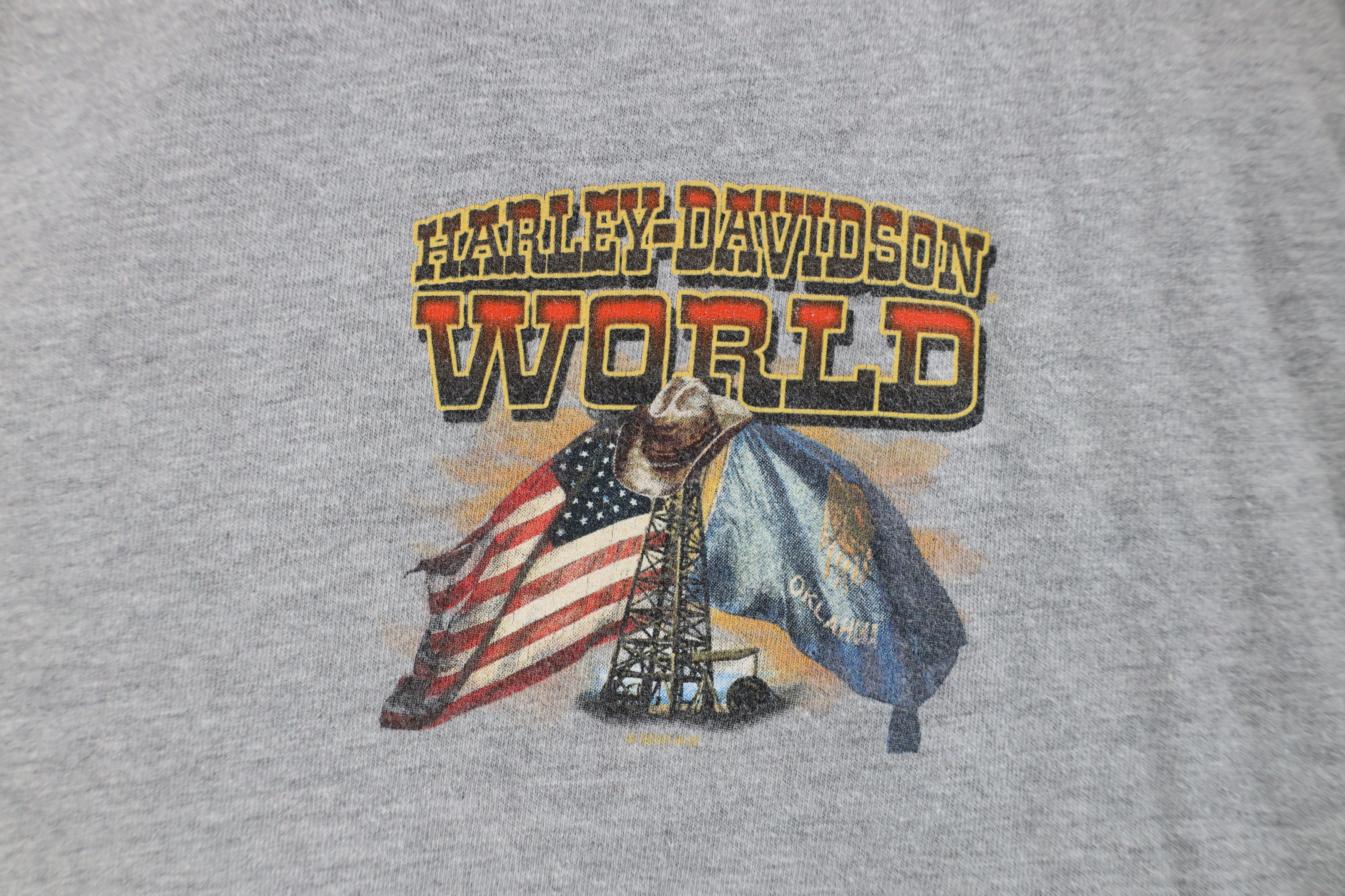 Harley Davidson × Vintage Vintage Y2K Harley Davidson World Oklahoma T-Shirt Gray Size US XXL / EU 58 / 5 - 4 Thumbnail
