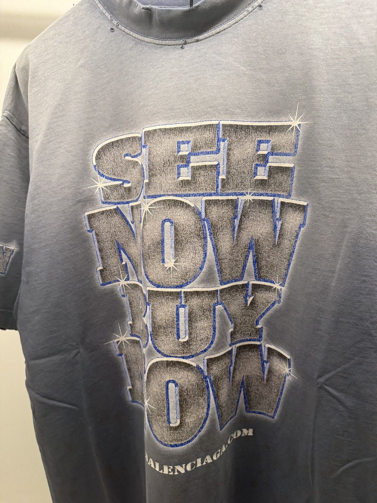 Balenciaga Balenciaga see new buy now blue faded distressed T-Shirt Size US S / EU 44-46 / 1 - 3 Thumbnail