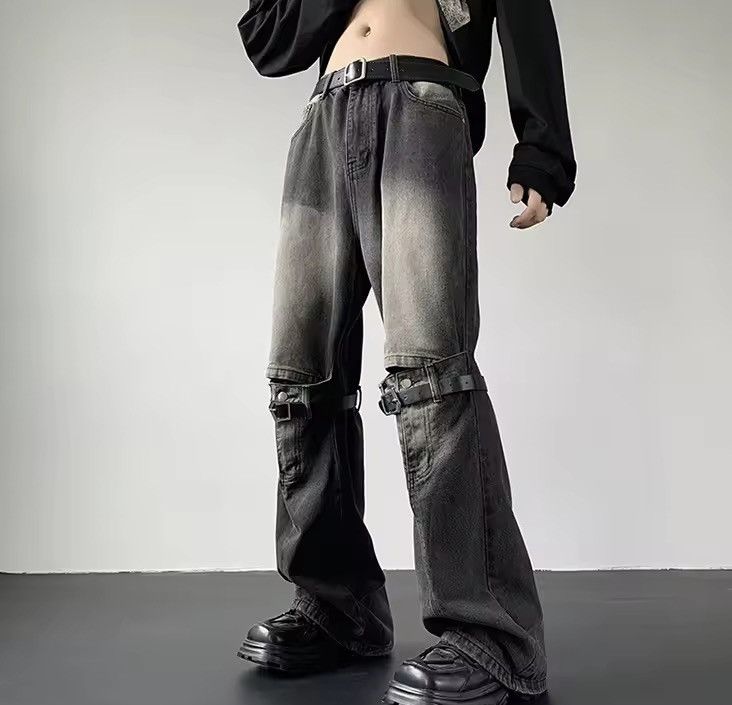 Japanese Brand Denim with Strap Buckle Details – Streetwear Utility Jeans Size US 29 - 7 Thumbnail