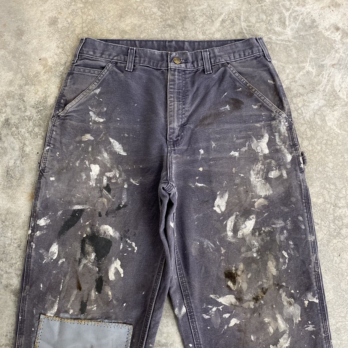 Carhartt VTG Carhartt Faded Petrol Blue Splatter Painter Pants Size US 31 - 4 Thumbnail