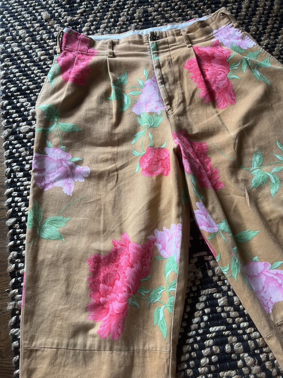 Yohji Yamamoto Yohji Yamamoto Pour Homme SS96 Floral Print Pleated Pants Size US 33 - 2 Thumbnail