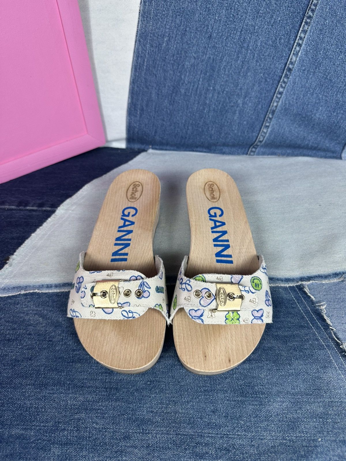 Ganni Ganni x DR. Scholl's Clog Slides Wooden Platform Sandals Size US 5 / IT 35 - 5 Thumbnail