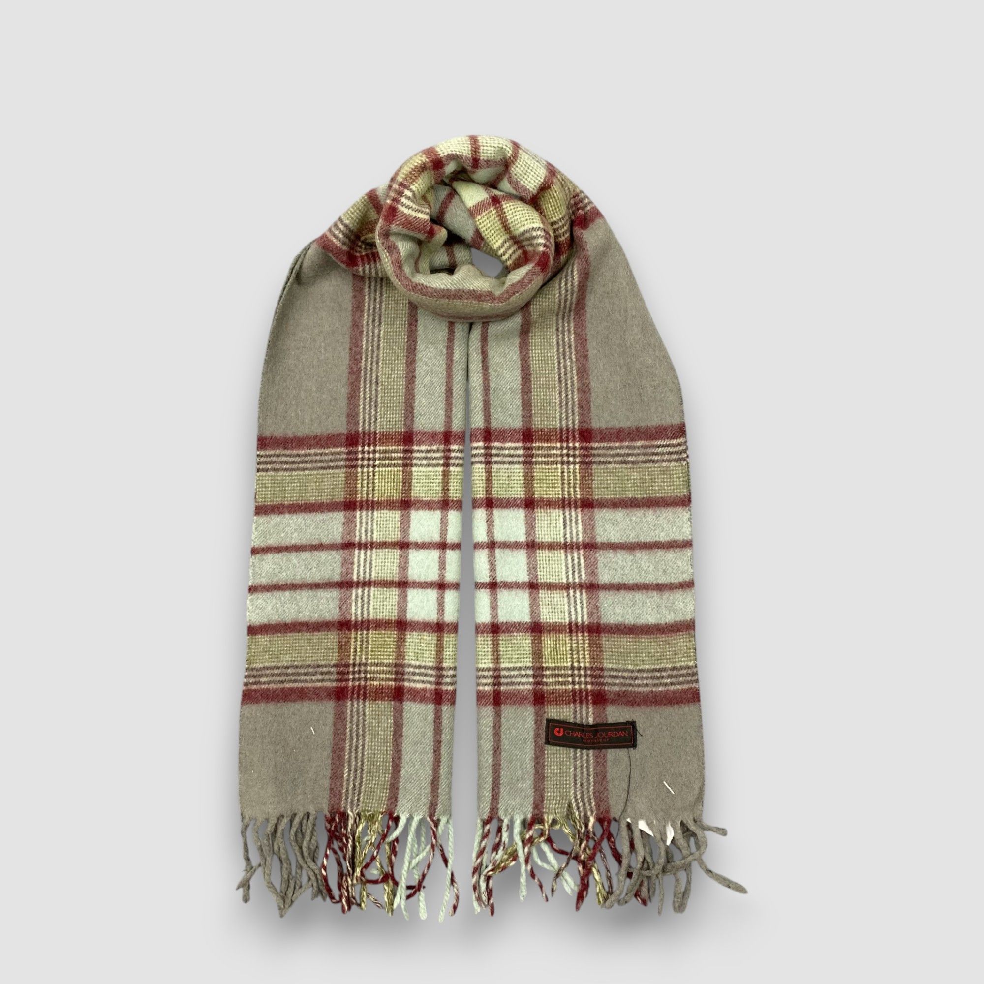 Vintage Charles Jourdan Scarf Muffler Wool Plaid Scarves