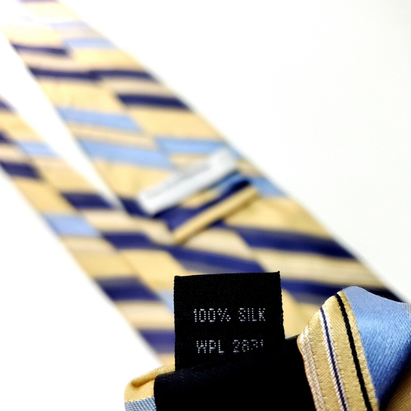 Perry Ellis Perry Ellis Portfolio Yellow/Beige & Blue Silk Tie Woven Reg Size ONE SIZE - 5 Thumbnail