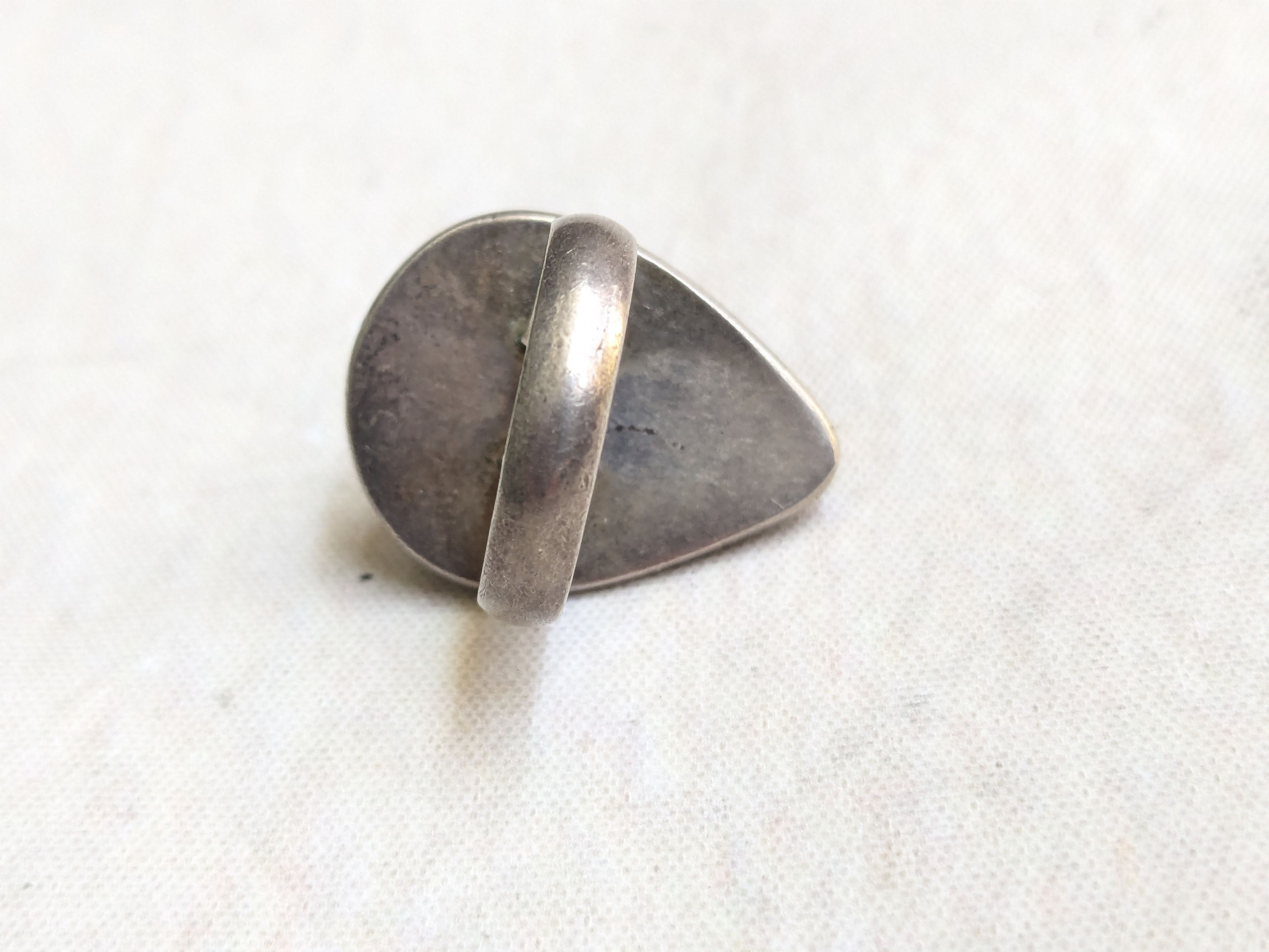 Jewelry × Vintage Sterling Silver Ring Blue Moonstone Pear Teardrop 7.75 Size ONE SIZE - 8 Thumbnail